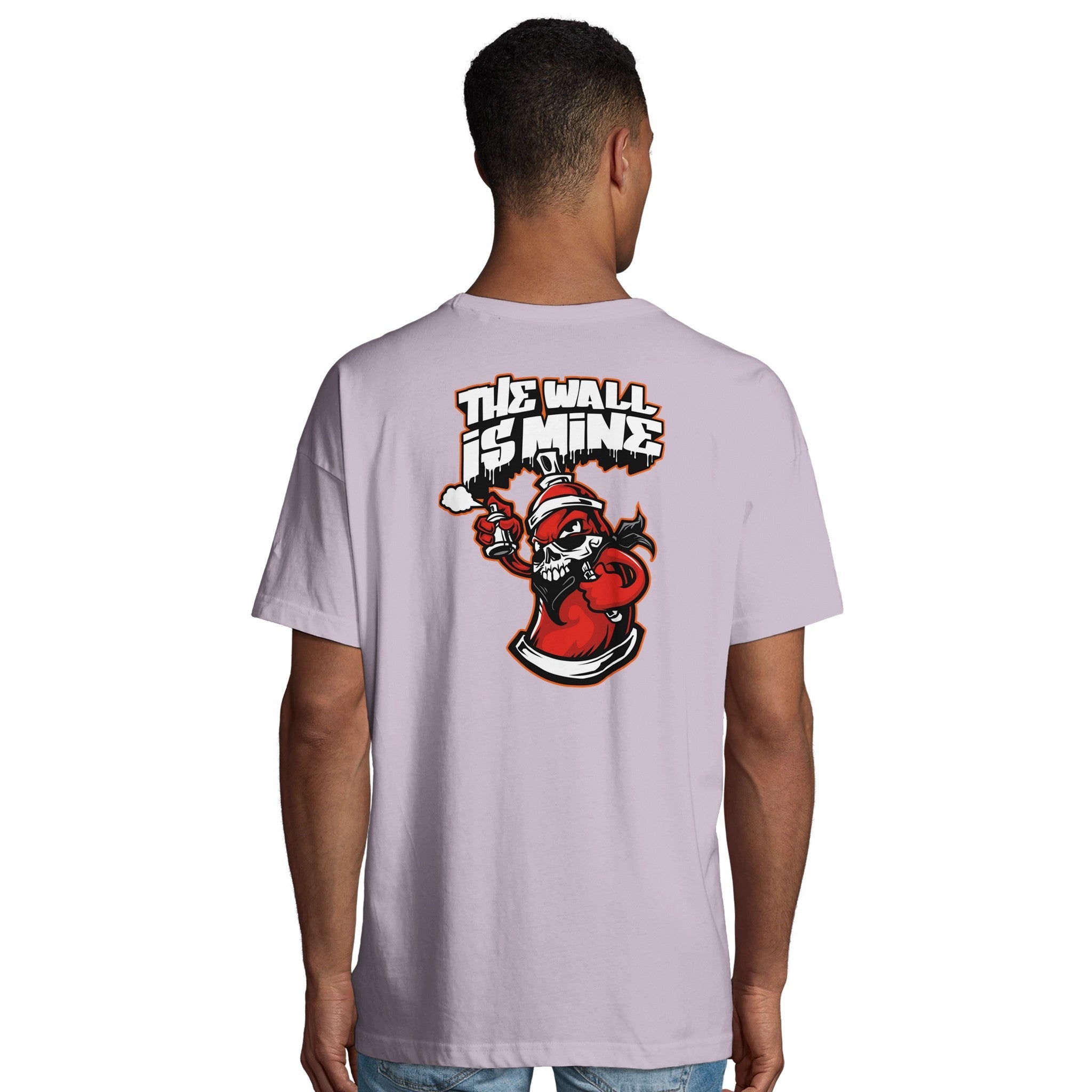 Organic Oversized T-shirt/Graffiti Skull  - 'The Wall Is Mine' Art