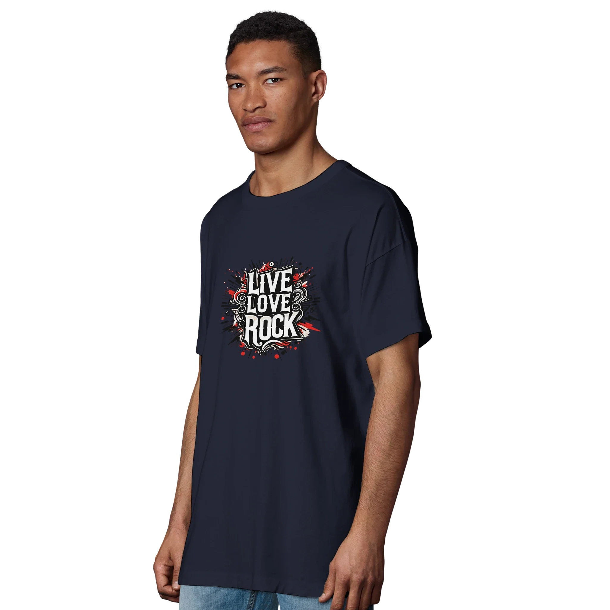 Organic Oversized T-shirt/Live-Love-Rock
