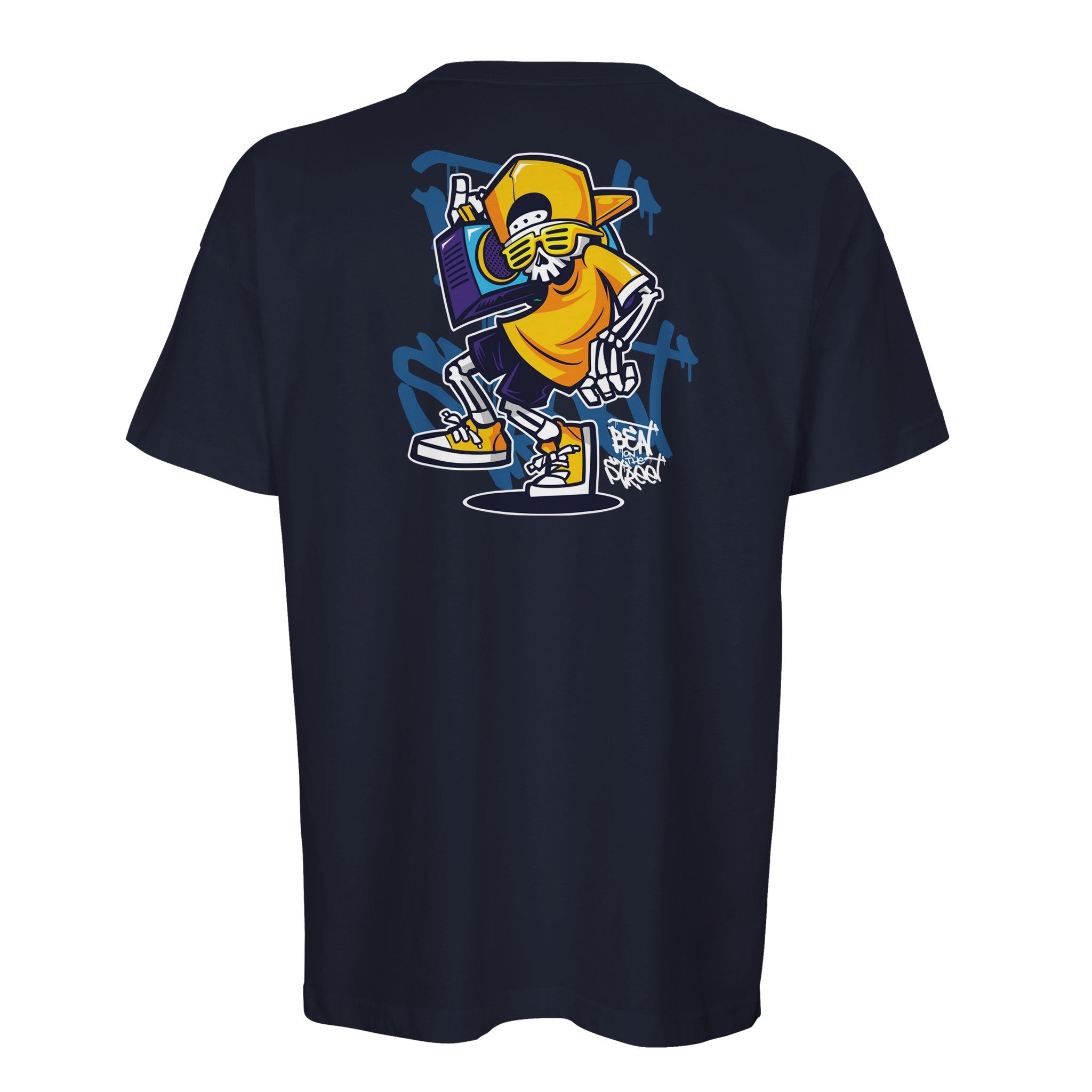 Organic Oversized T-shirt/Urban Vibe : Street-Style Skeleton Graphic