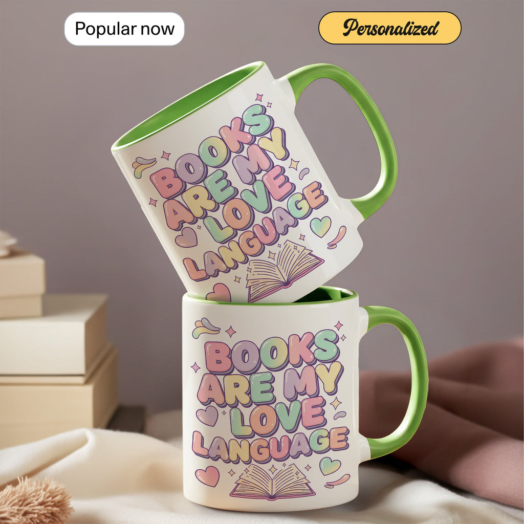 Books Are My Love Language Mug – Cute Book Lover Coffee Cup – Pastel Reader Gift – 11oz 15oz Ri0nger Mug | Mug 155