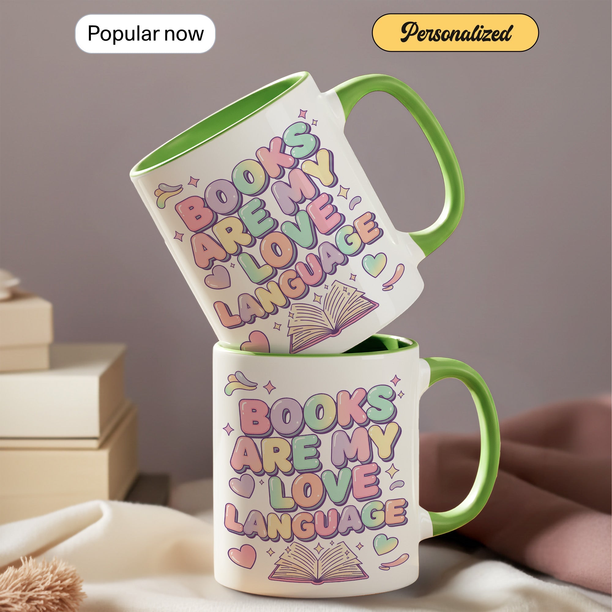 Books Are My Love Language Mug – Cute Book Lover Coffee Cup – Pastel Reader Gift – 11oz 15oz Ri0nger Mug | Mug 155