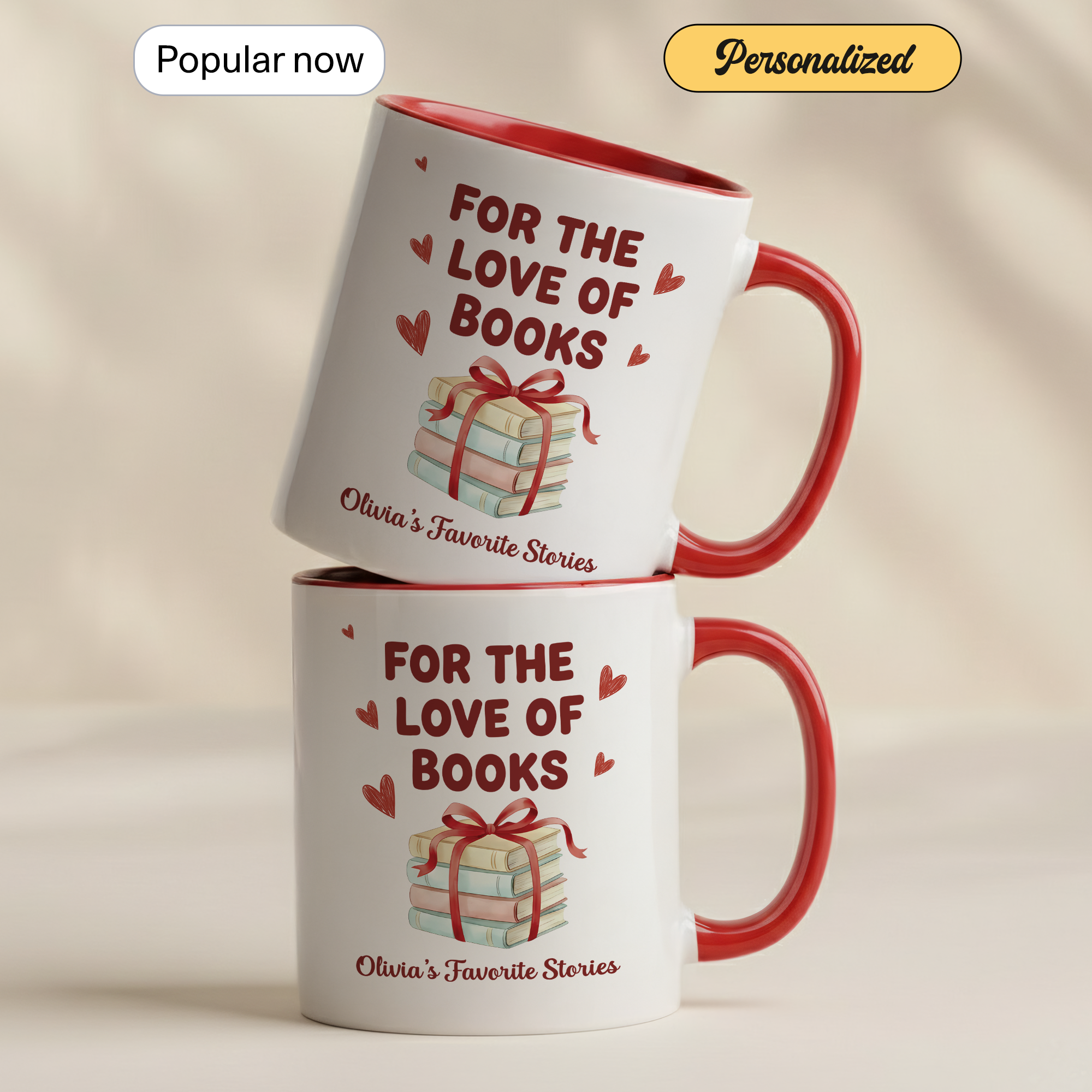 For The Love Of Books Mug – Personalized Book Lover Gift – Custom Reader Coffee Cup – Ringer Mug 11oz 15oz |Mug 110