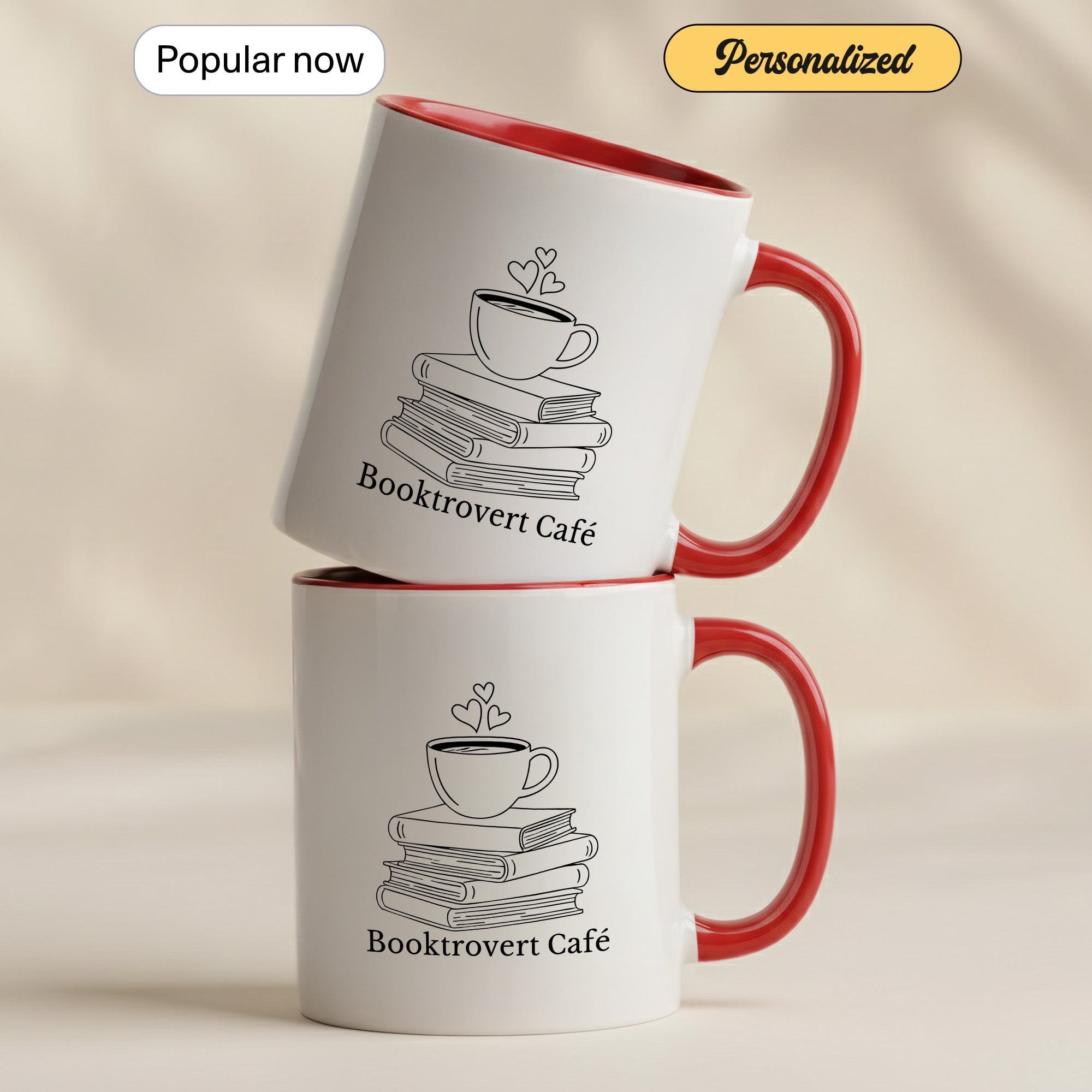Booktrovert Cafe Mug – Book Lover Coffee Cup – Introvert Reader Gift – Multi Color Ringer Mug 11oz 15oz | Mug 104