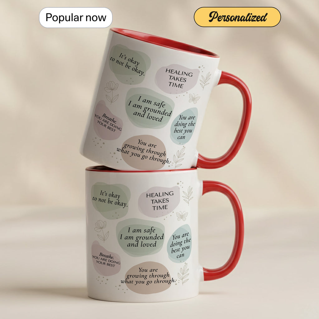 Healing Takes Time Mug – Self Love Affirmation Coffee Cup – Mental Health Encouragement Gift – Inspirational Ringer Mug 11oz 15oz |Mug 106