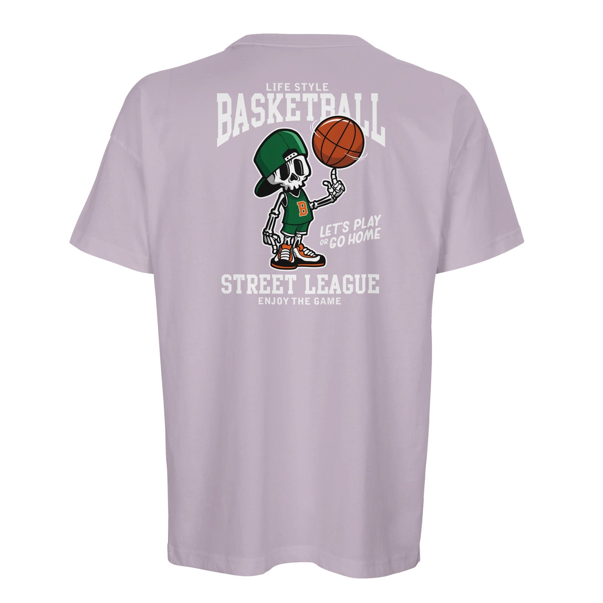 Organic Oversized T-shirt/Basketball Skeleton  - Eco-Friendly Style