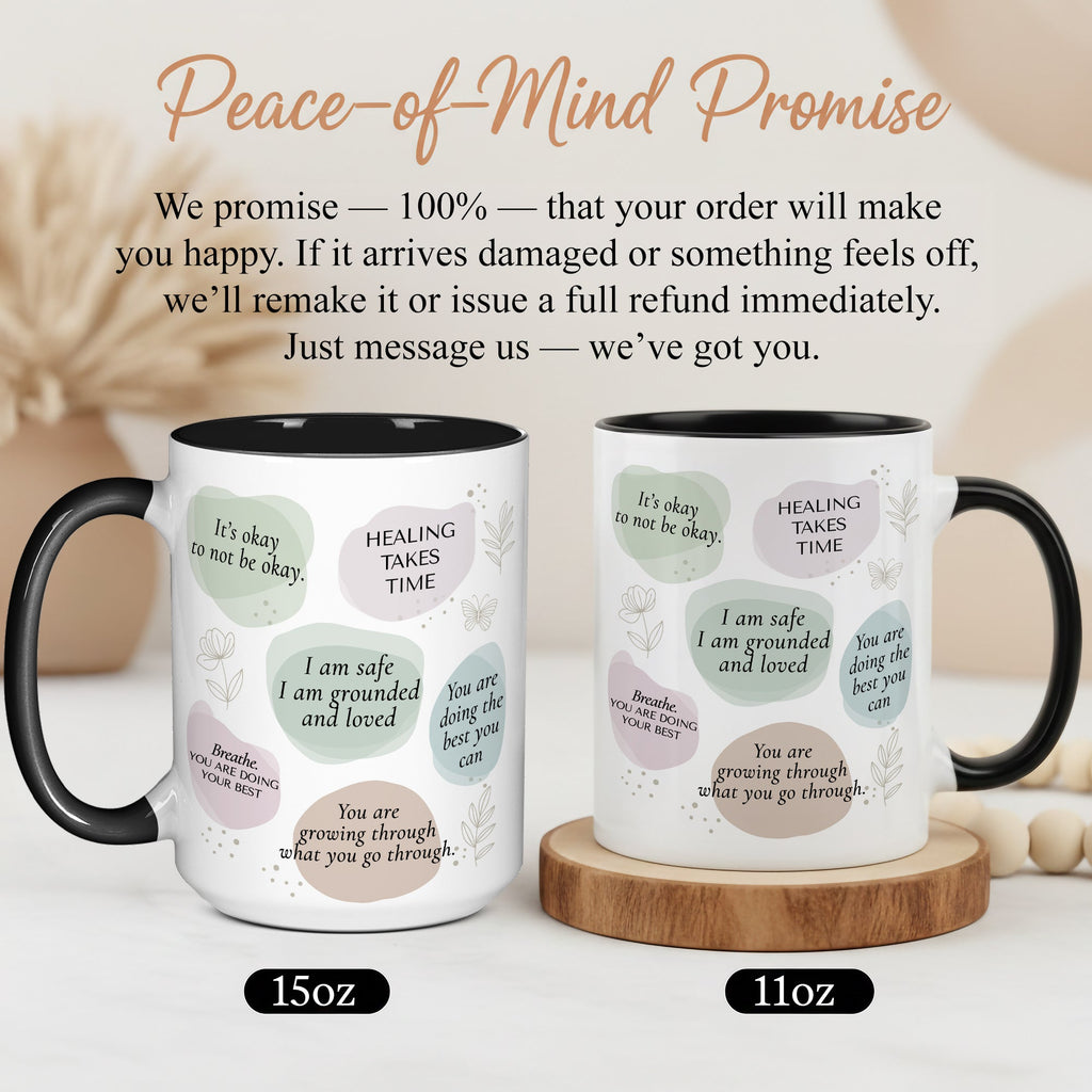 Healing Takes Time Mug – Self Love Affirmation Coffee Cup – Mental Health Encouragement Gift – Inspirational Ringer Mug 11oz 15oz |Mug 106