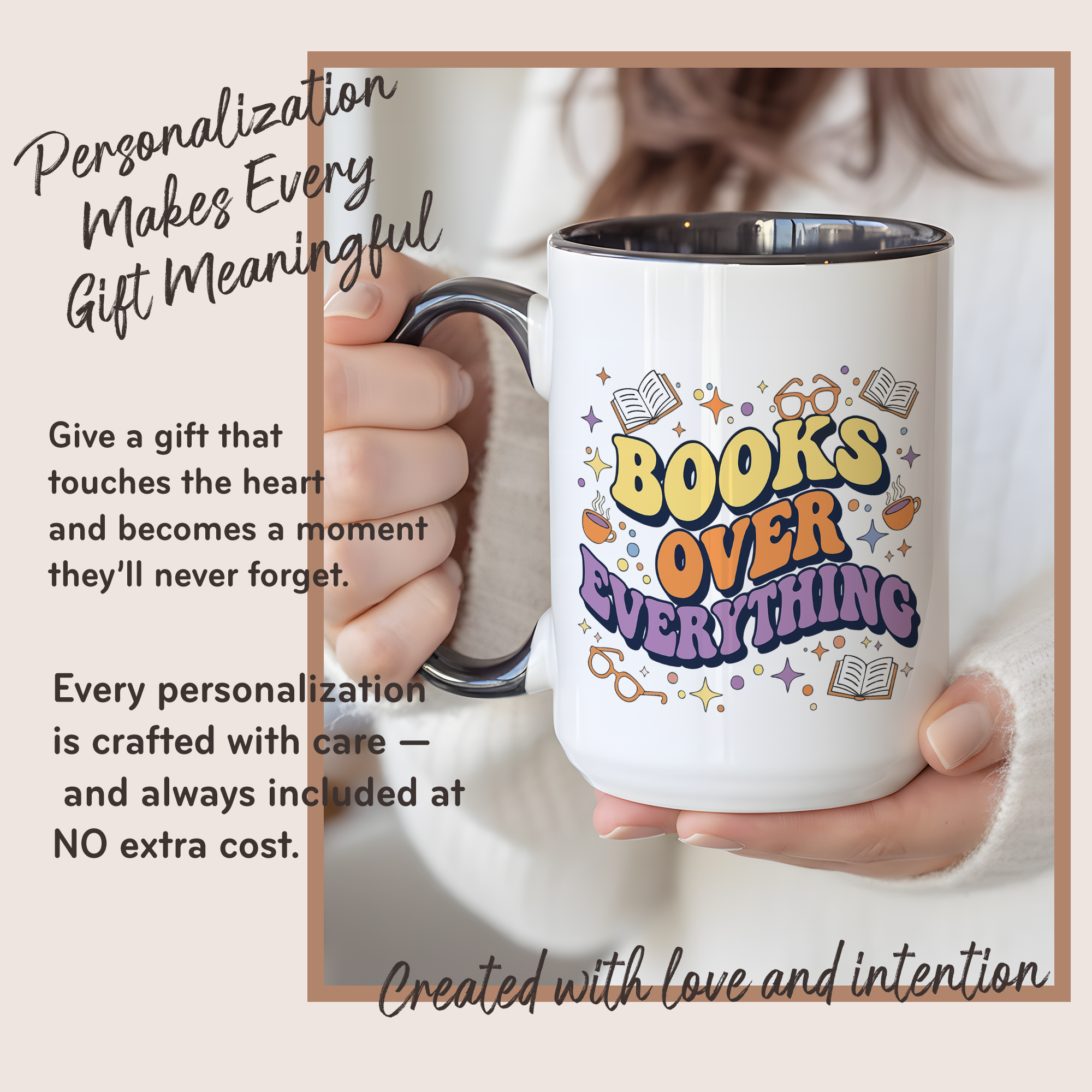 Books Over Everything Mug – Colorful Book Lover Coffee Cup – Funny Reader Gift – 11oz 15oz Ringer Mug |Mug152