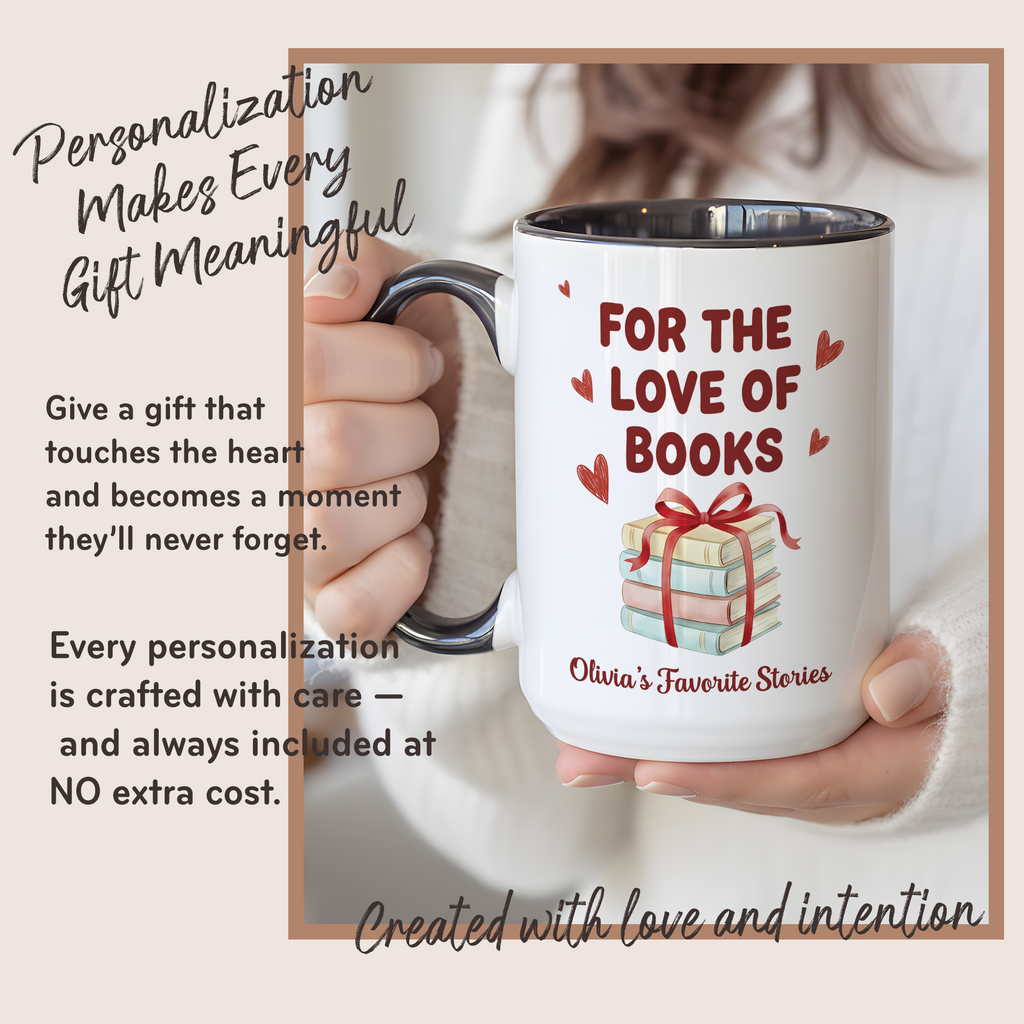 For The Love Of Books Mug – Personalized Book Lover Gift – Custom Reader Coffee Cup – Ringer Mug 11oz 15oz |Mug 110
