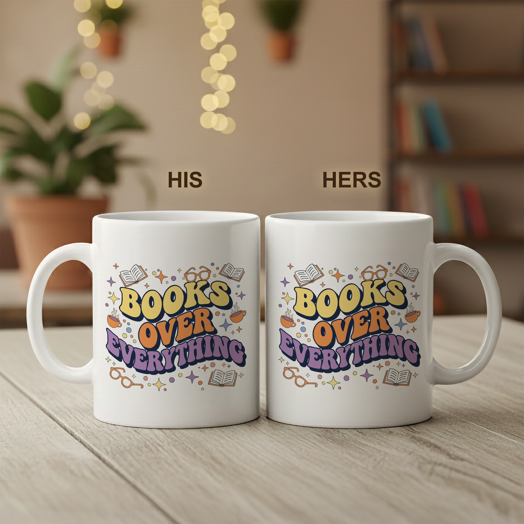 Books Over Everything Mug – Colorful Book Lover Coffee Cup – Funny Reader Gift – 11oz 15oz Ringer Mug |Mug152