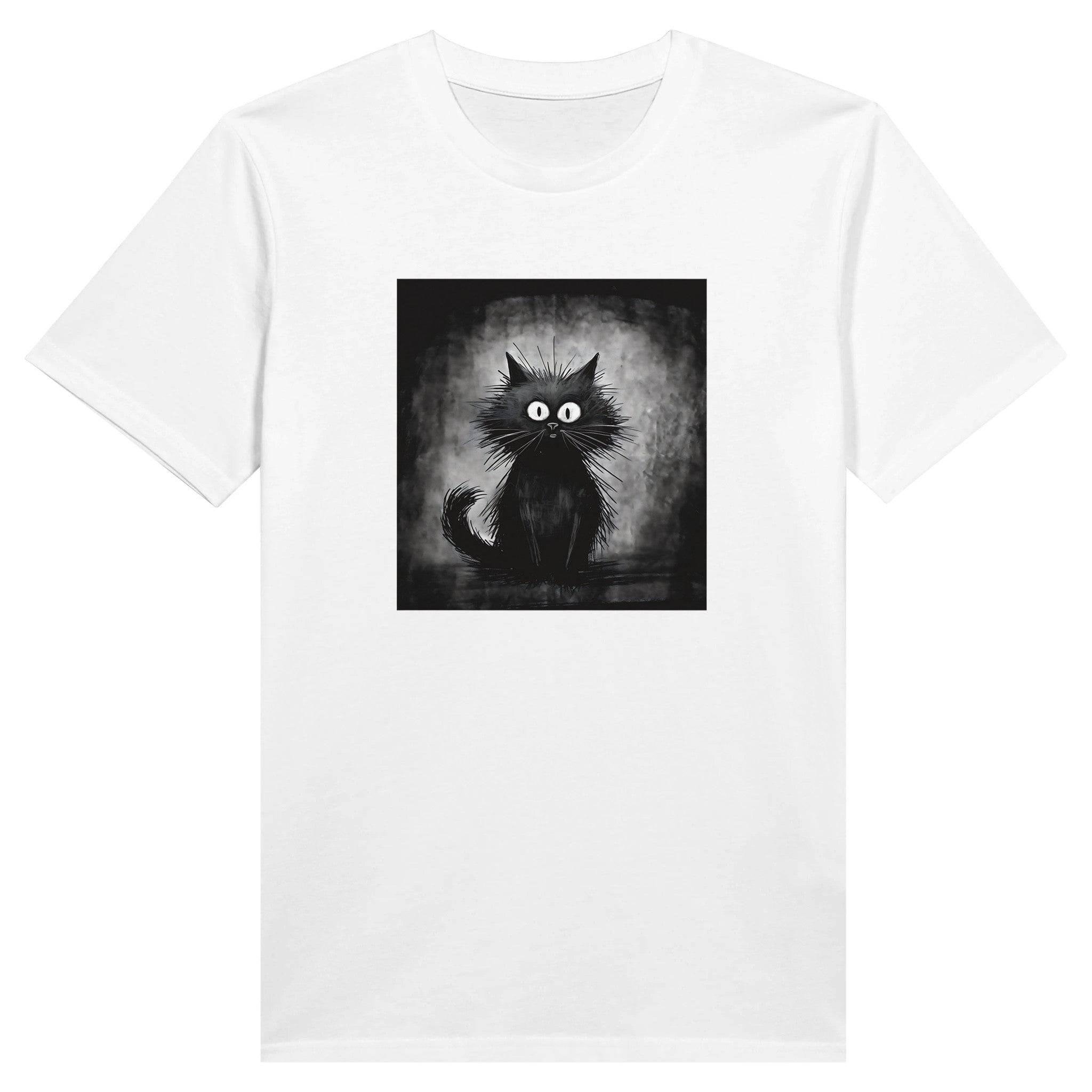 100% Organic Unisex T-shirt/Black-Cat-Drawn-On-The-Hand