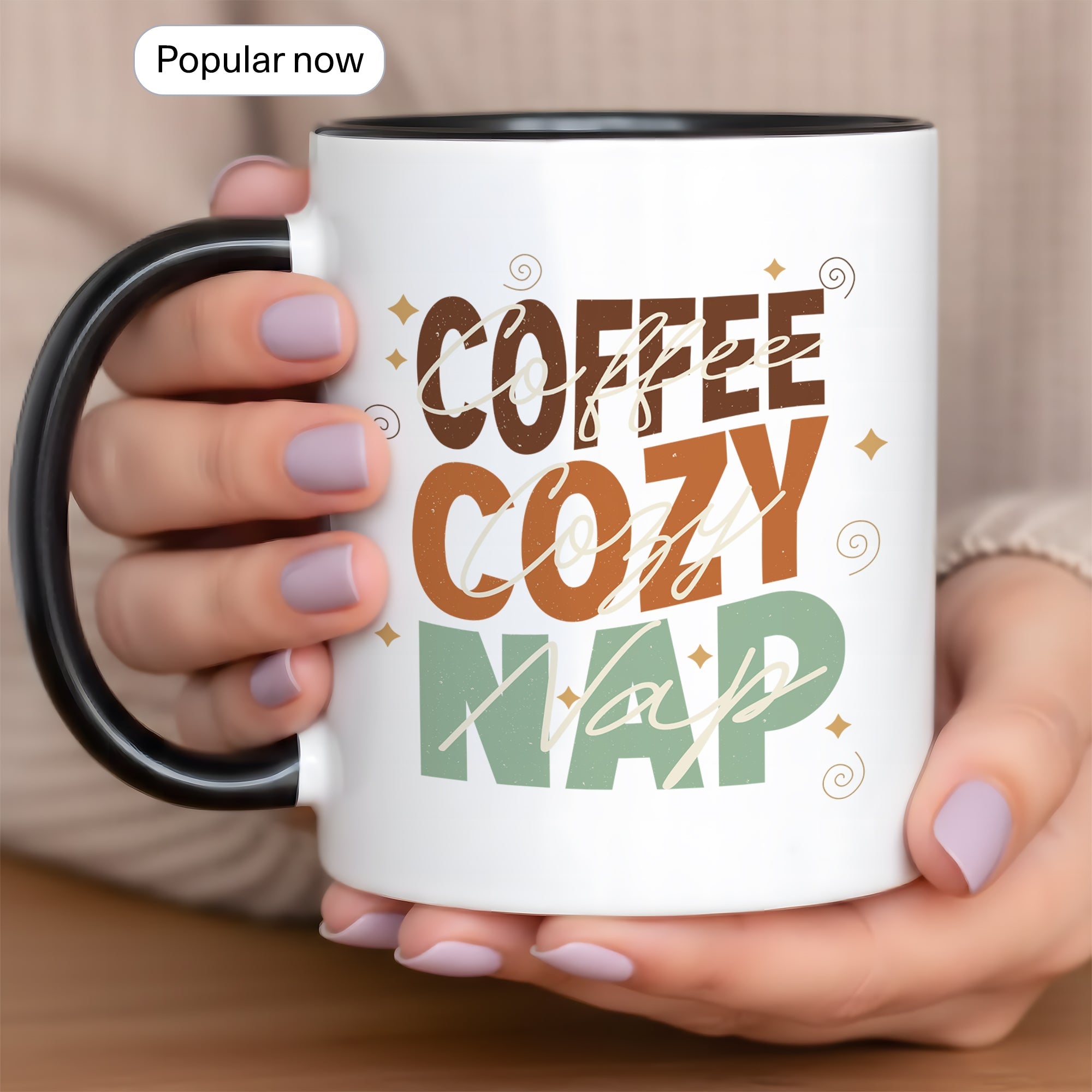 Coffee Cozy Nap Mug – Retro Coffee Lover Gift – Funny Caffeine Coffee Cup – 11oz 15oz Ringer Mug | Mug 128