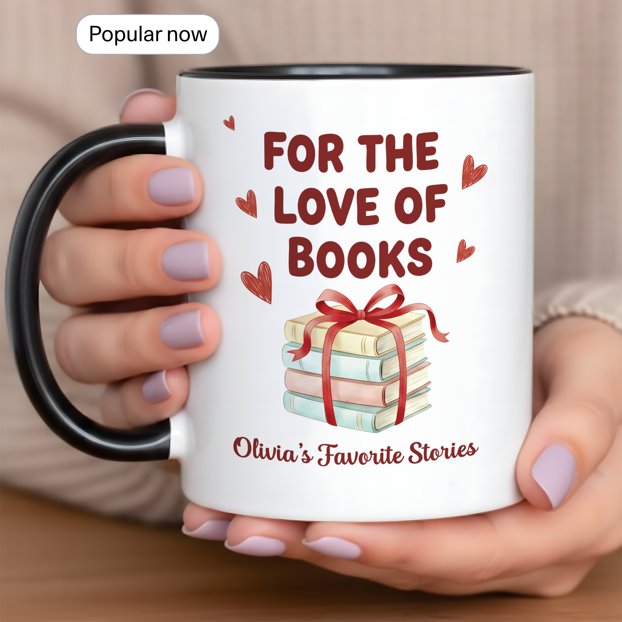 For The Love Of Books Mug – Personalized Book Lover Gift – Custom Reader Coffee Cup – Ringer Mug 11oz 15oz |Mug 110