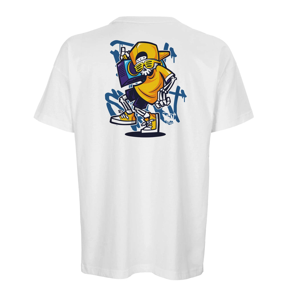 Organic Oversized T-shirt/Urban Vibe : Street-Style Skeleton Graphic