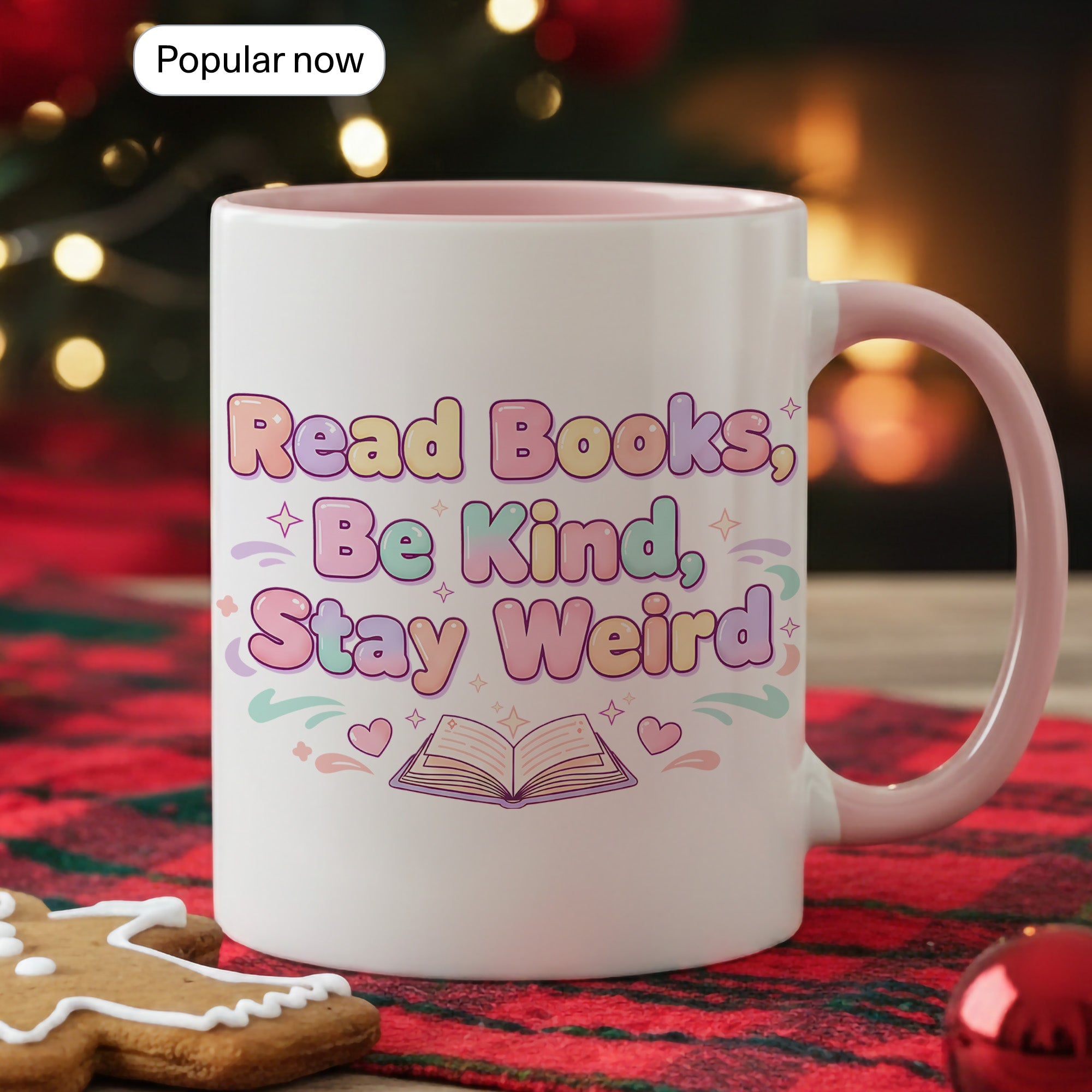 Read Books Be Kind Say Weird Mug - Cute Book Lover Coffee Cup - Pastel Aesthetic Reader Gift - Bookworm Mug for Women - 11oz 15oz | Mug 157