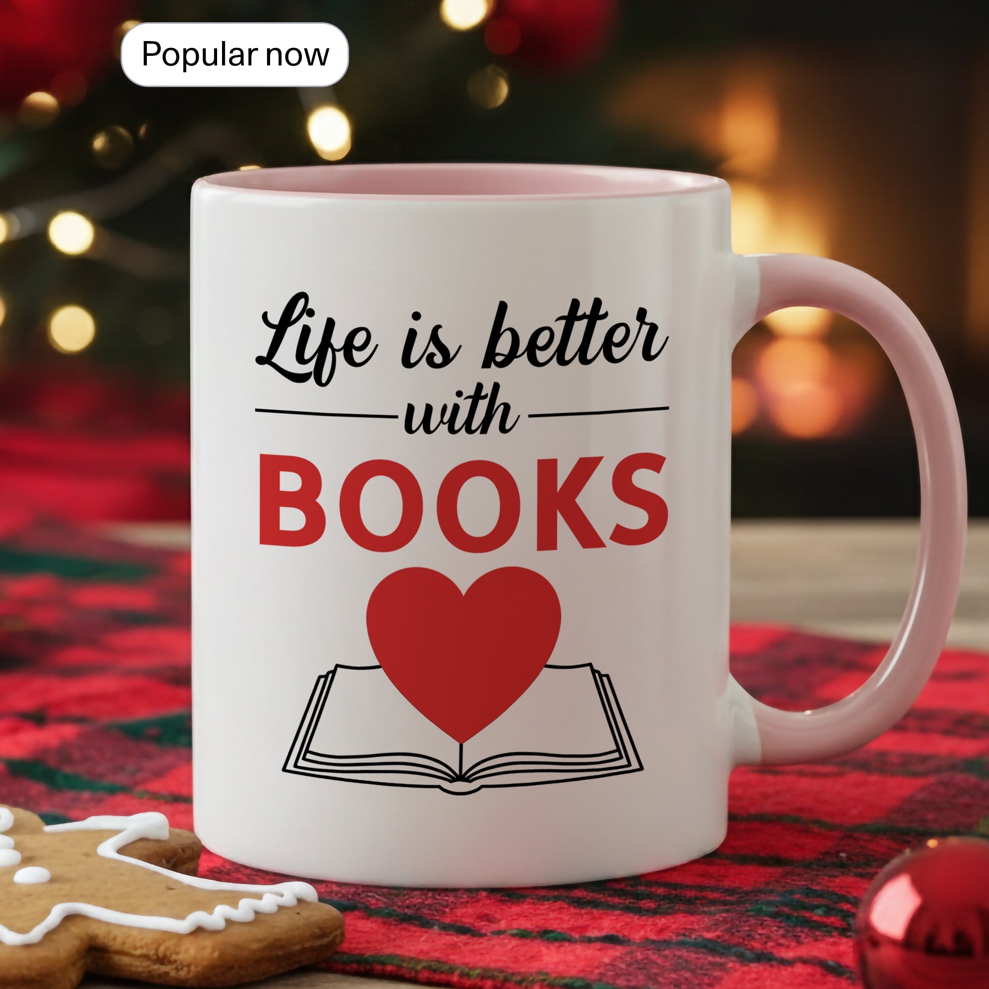 Life Is Better With Books Mug – Book Lover Coffee Cup – Reader Gift – Literary Coffee Mug 11oz 15oz Ringer | Mug 127