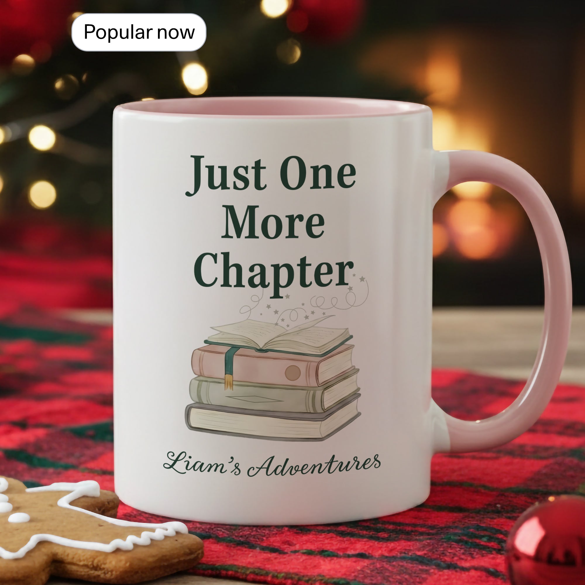 Just One More Chapter Mug – Personalized Book Lover Coffee Cup – Custom Reader Gift – Multi Color Ringer Mug 11oz 15oz |Mug 109
