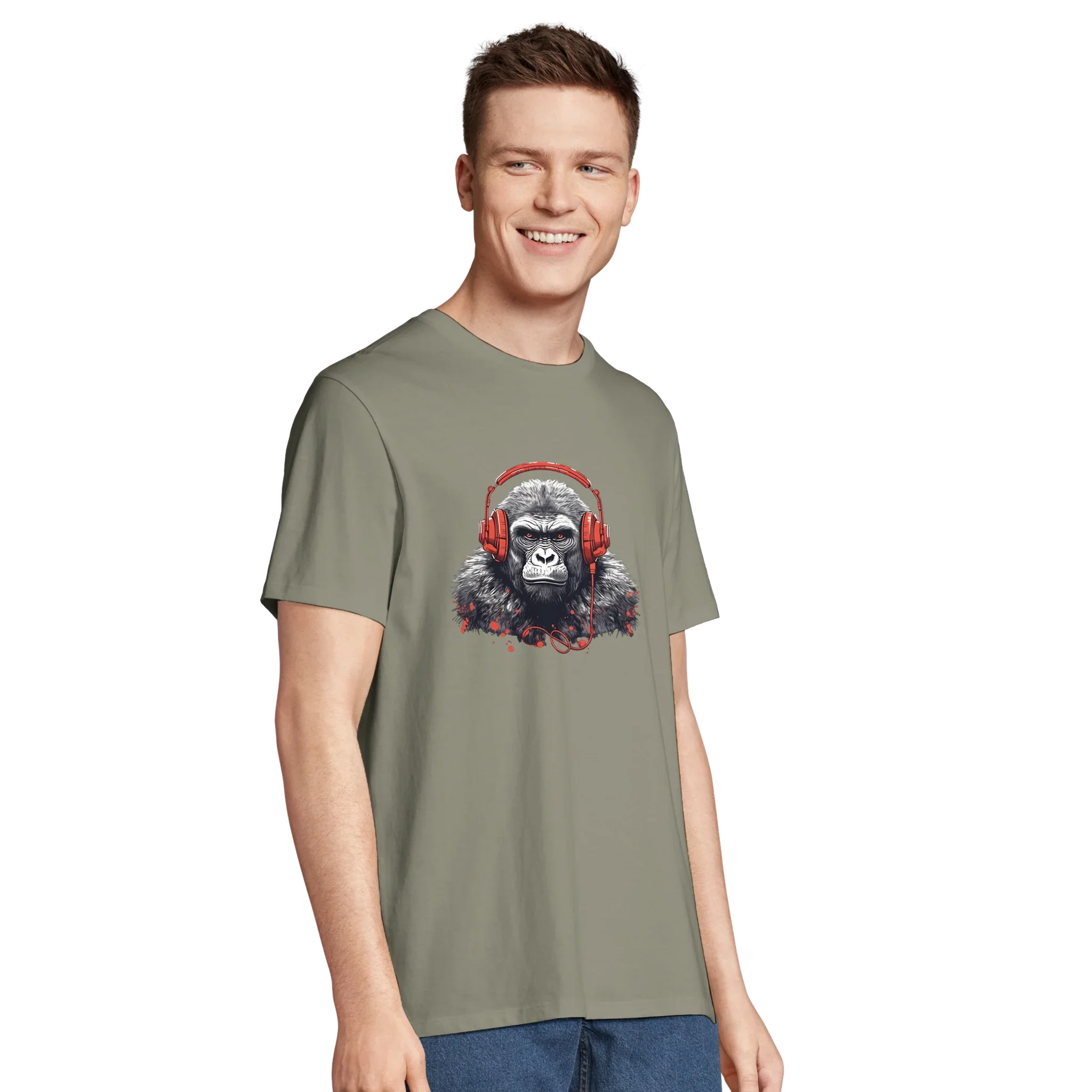 100% Organic Unisex T-shirt/Gorilla-Headphones