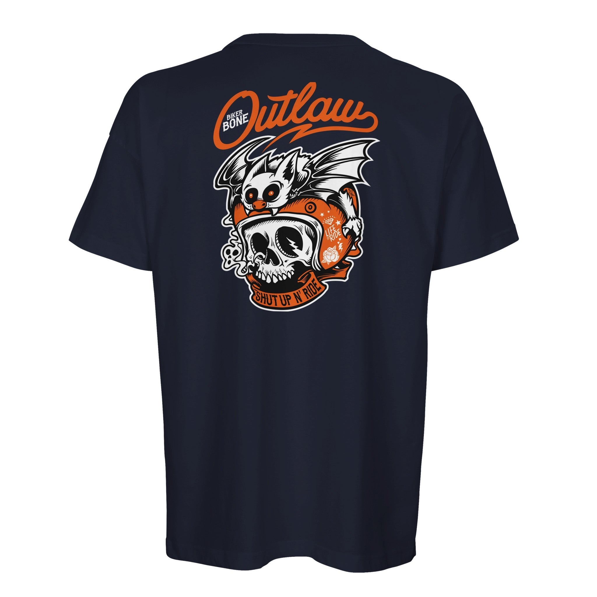 Organic Oversized T-shirt/Outlaw Skull & Bat Rider  – Bold Street Style