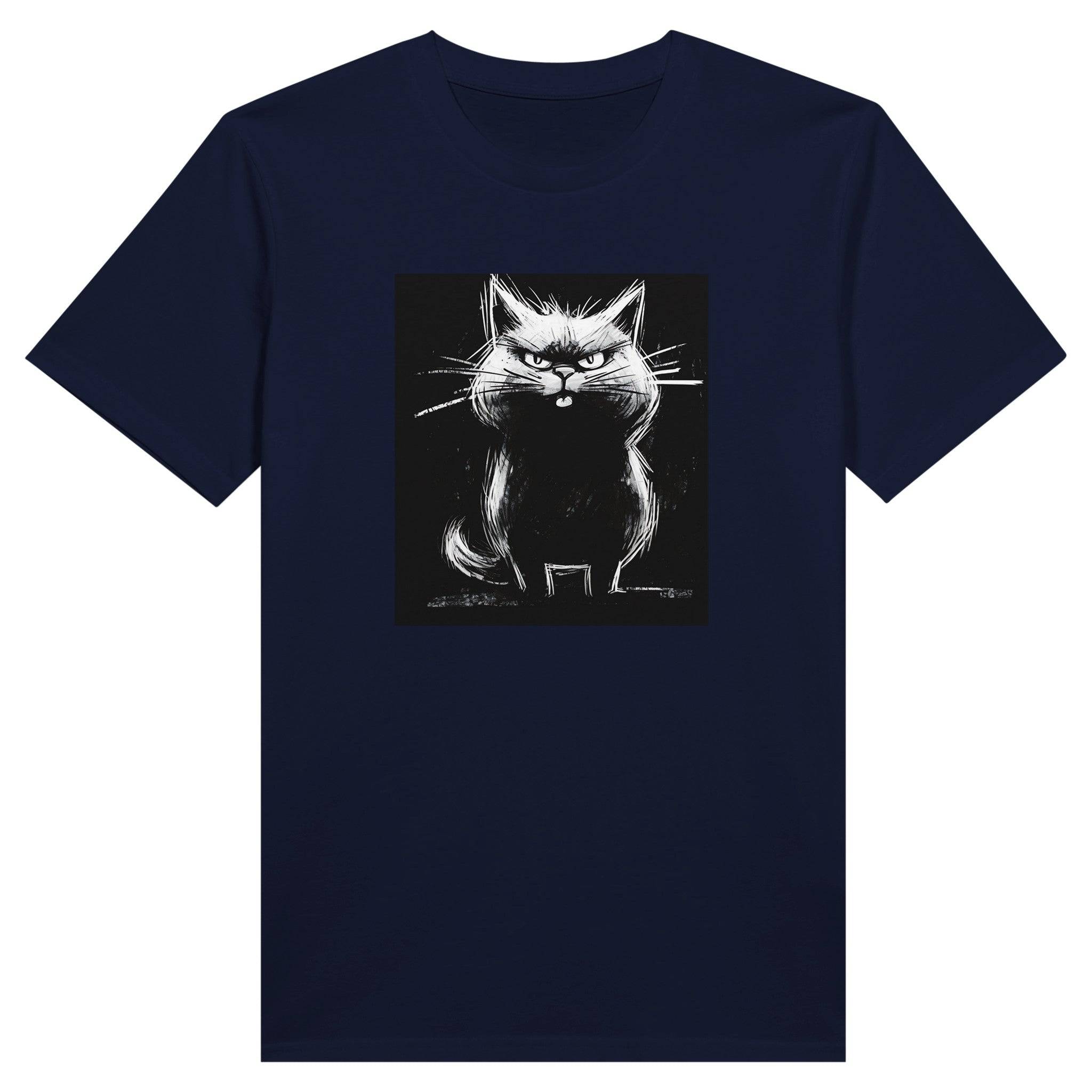 100% Organic Unisex T-shirt/Fat-Cat-Hand-Drawn