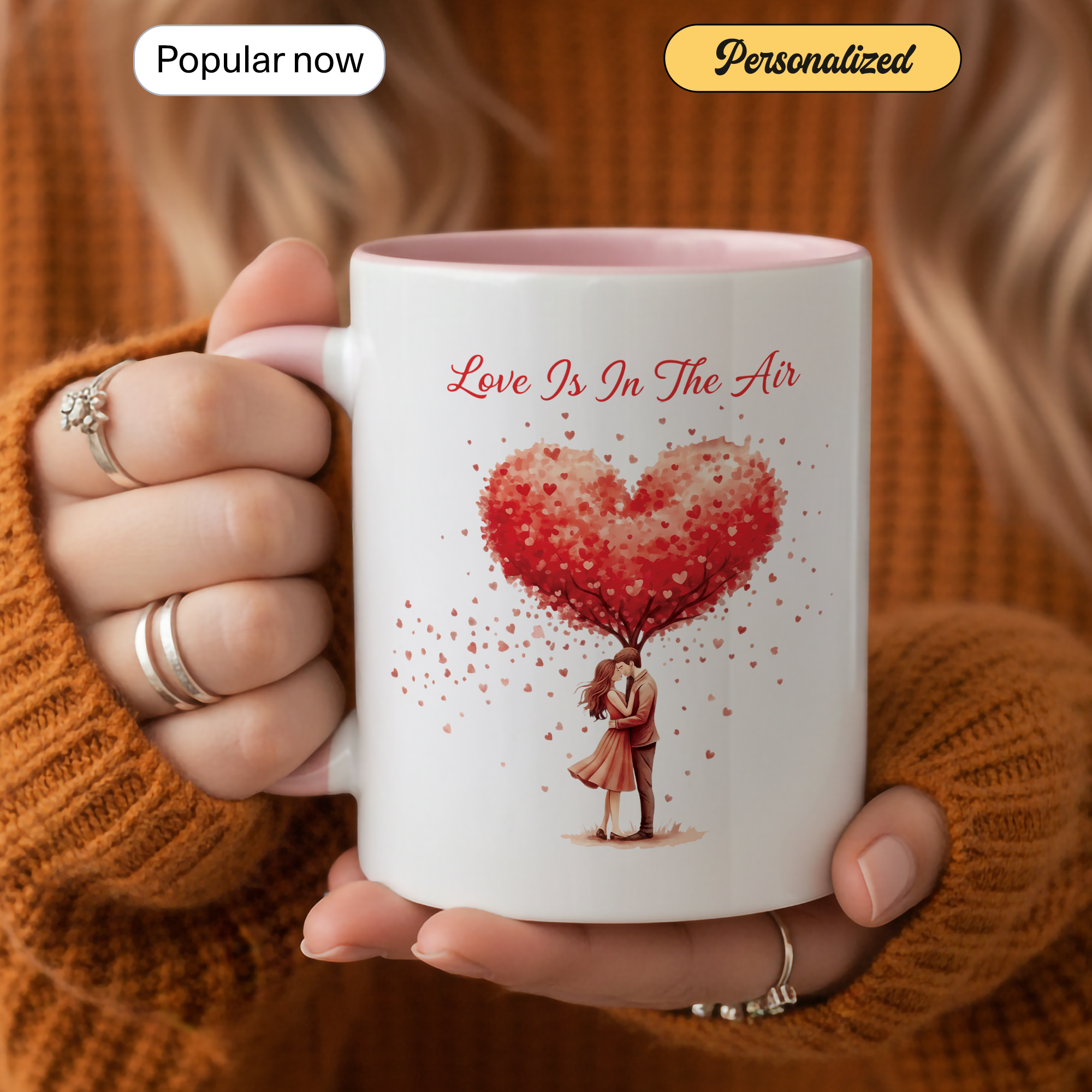 Love Is In The Air Mug – Romantic Heart Tree Coffee Cup – Couple Gift – Anniversary Mug – 11oz 15oz Ceramic Mug |Mug 136