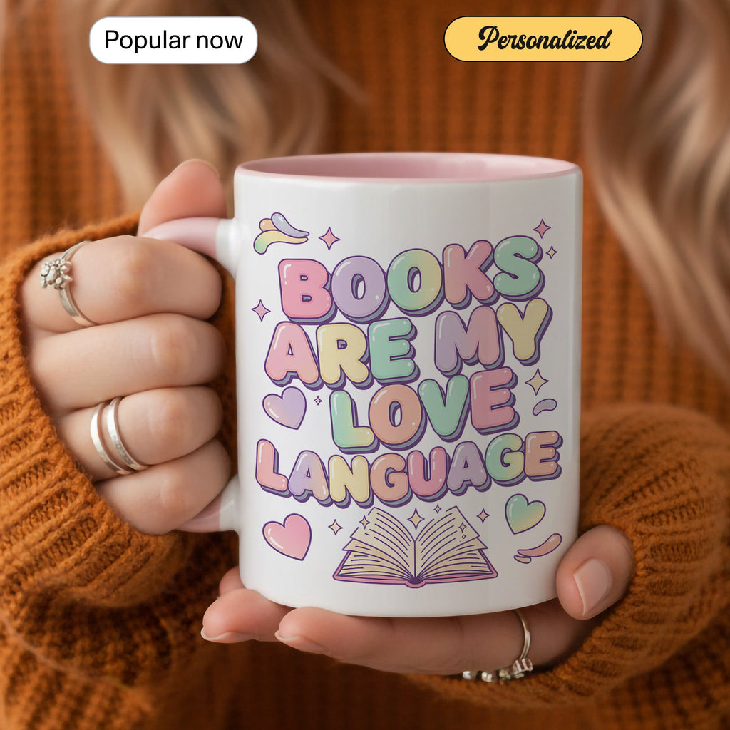 Books Are My Love Language Mug – Cute Book Lover Coffee Cup – Pastel Reader Gift – 11oz 15oz Ri0nger Mug | Mug 155