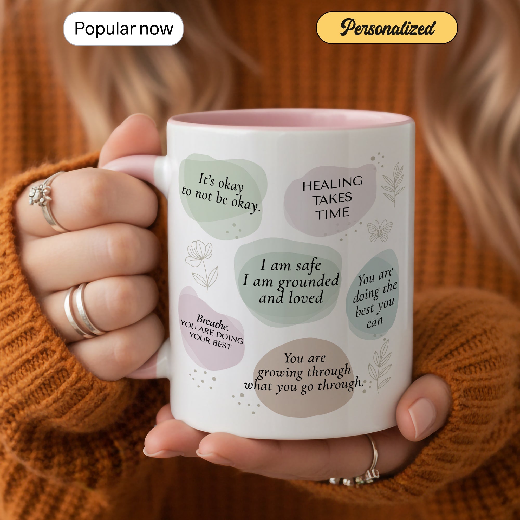 Healing Takes Time Mug – Self Love Affirmation Coffee Cup – Mental Health Encouragement Gift – Inspirational Ringer Mug 11oz 15oz |Mug 106