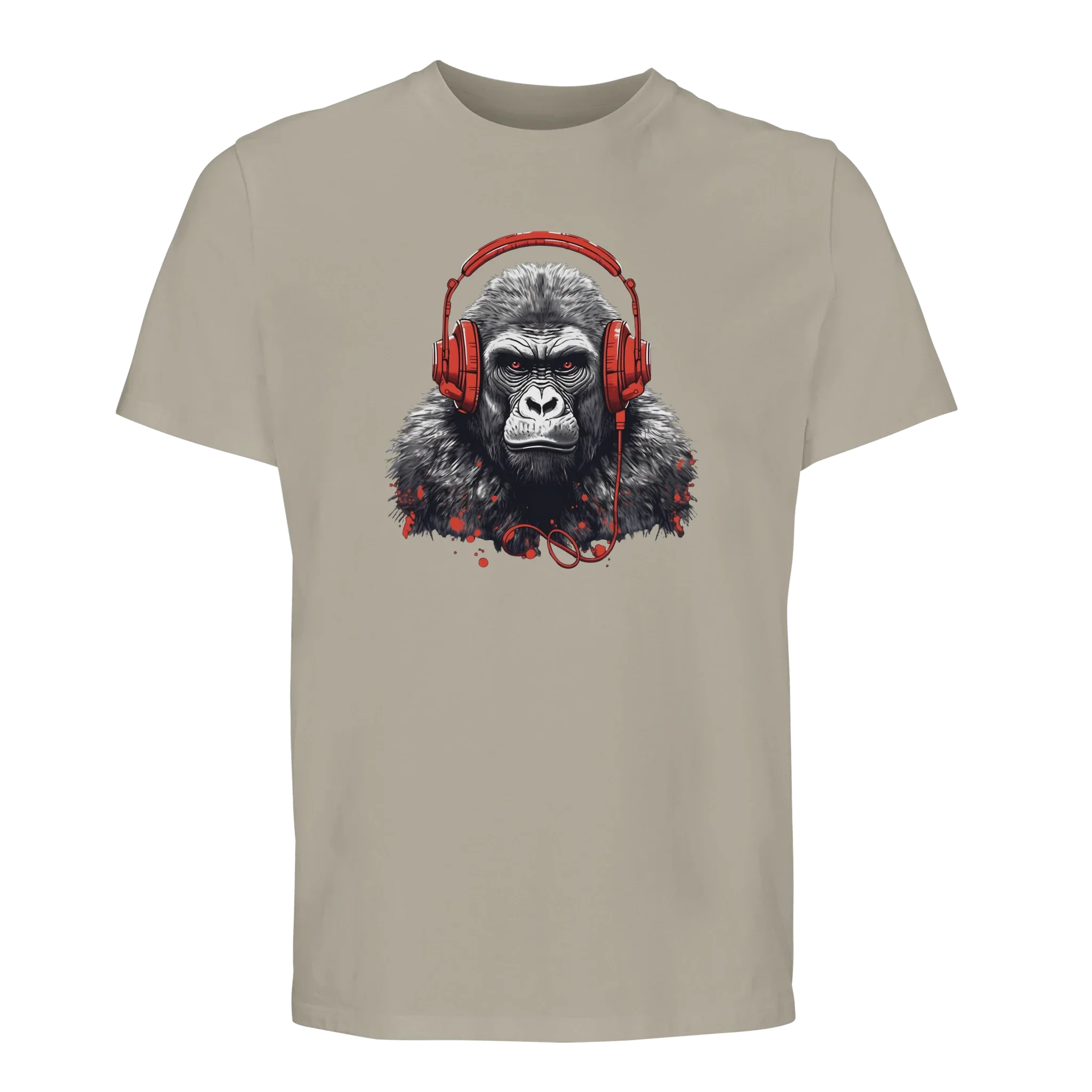 100% Organic Unisex T-shirt/Gorilla-Headphones