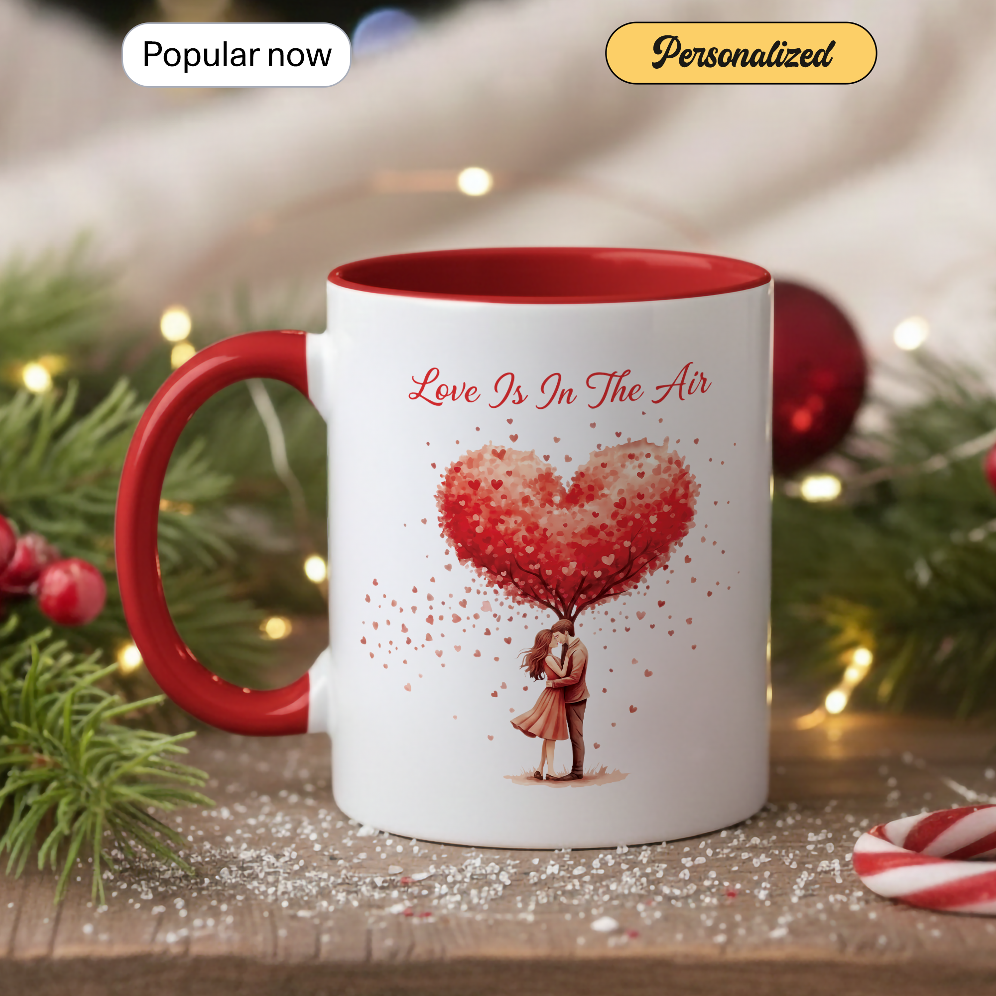 Love Is In The Air Mug – Romantic Heart Tree Coffee Cup – Couple Gift – Anniversary Mug – 11oz 15oz Ceramic Mug |Mug 136