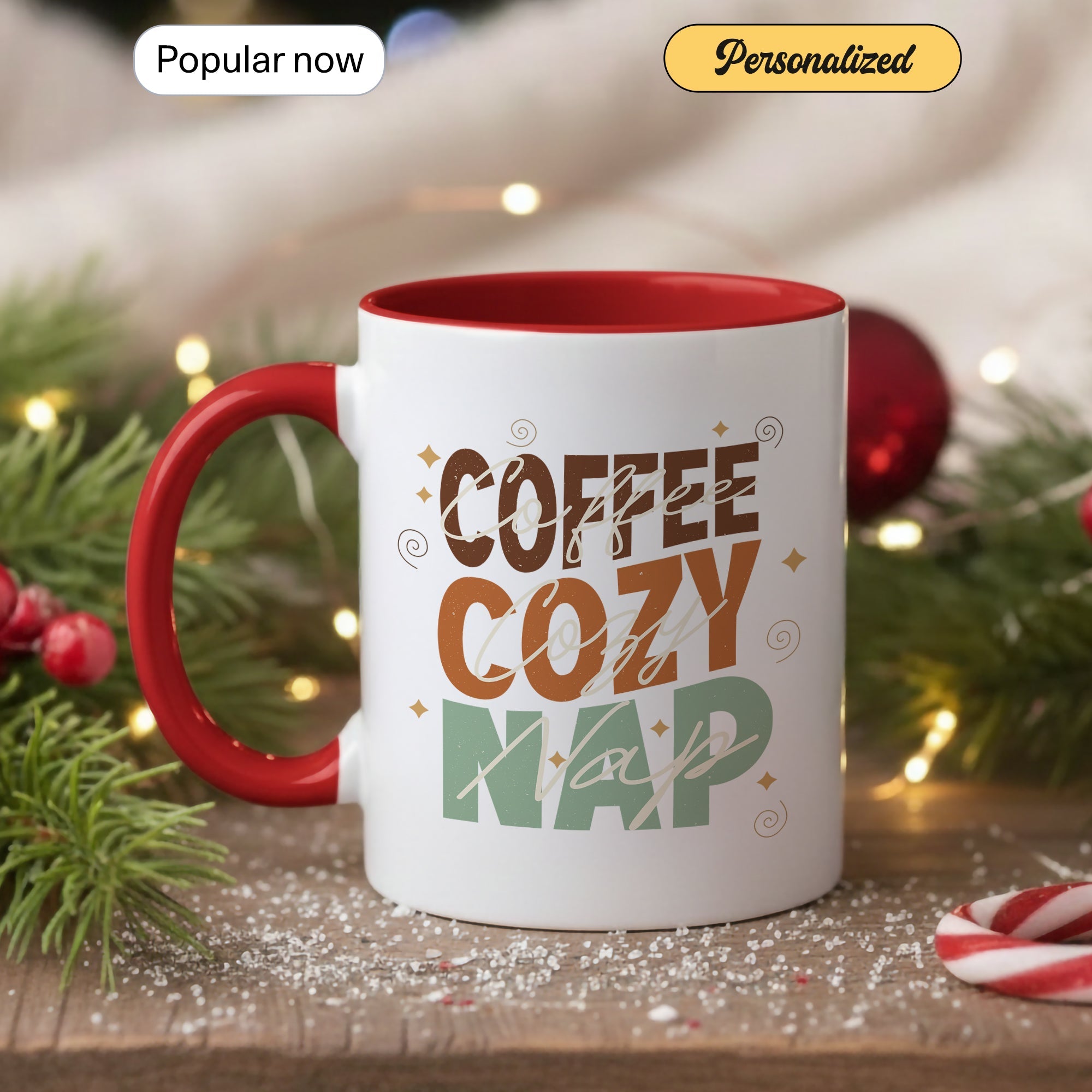 Coffee Cozy Nap Mug – Retro Coffee Lover Gift – Funny Caffeine Coffee Cup – 11oz 15oz Ringer Mug | Mug 128