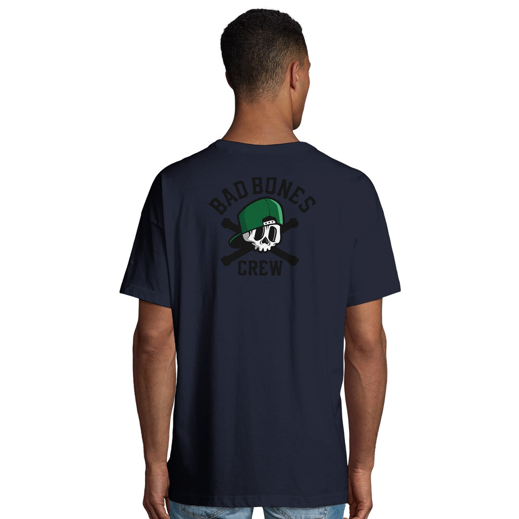Organic Oversized T-shirt/Bad Bones Crew Skull & Cap  – Edgy Street Style