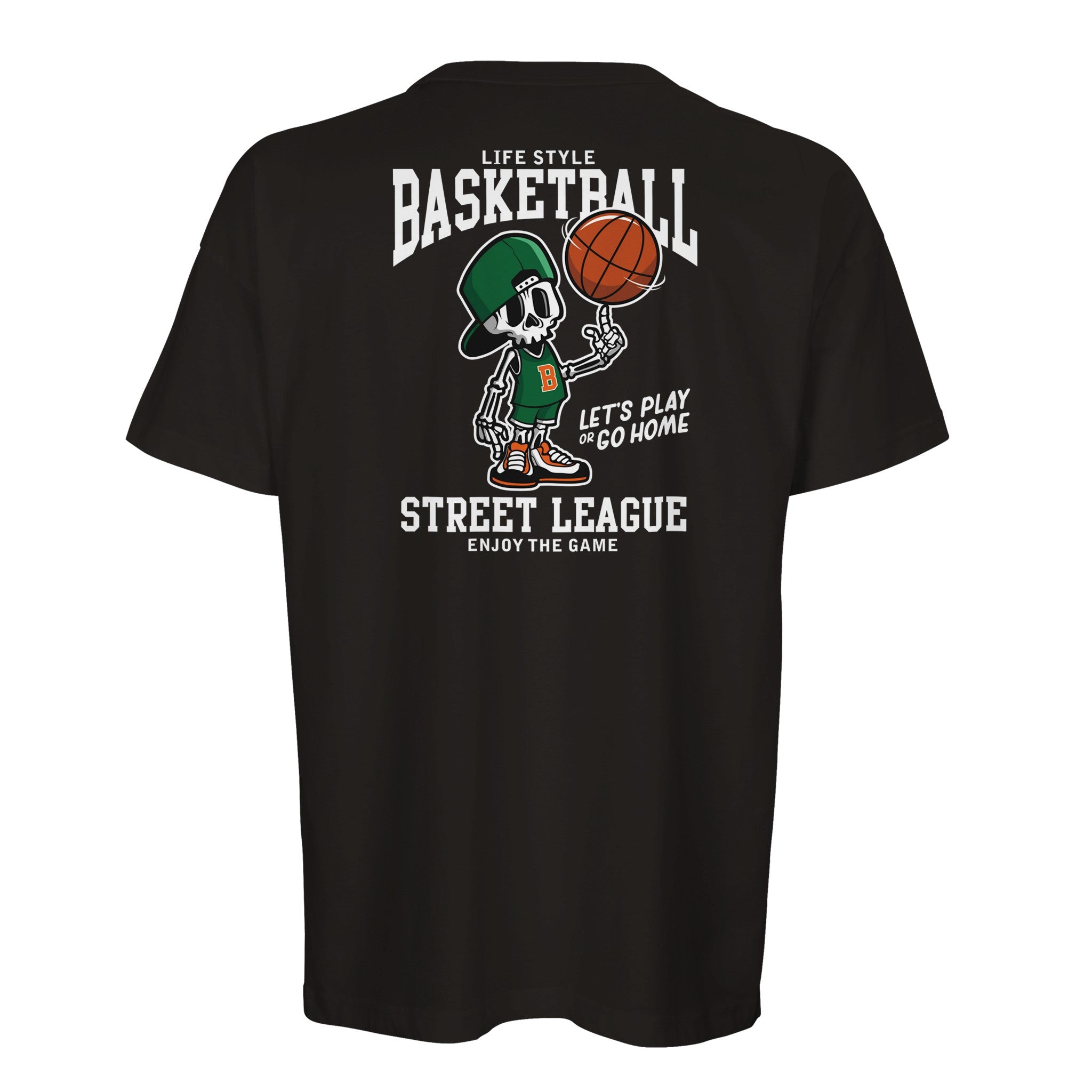 Organic Oversized T-shirt/Basketball Skeleton  - Eco-Friendly Style