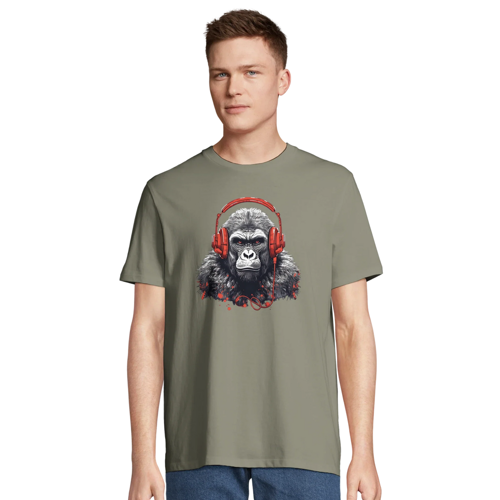 100% Organic Unisex T-shirt/Gorilla-Headphones