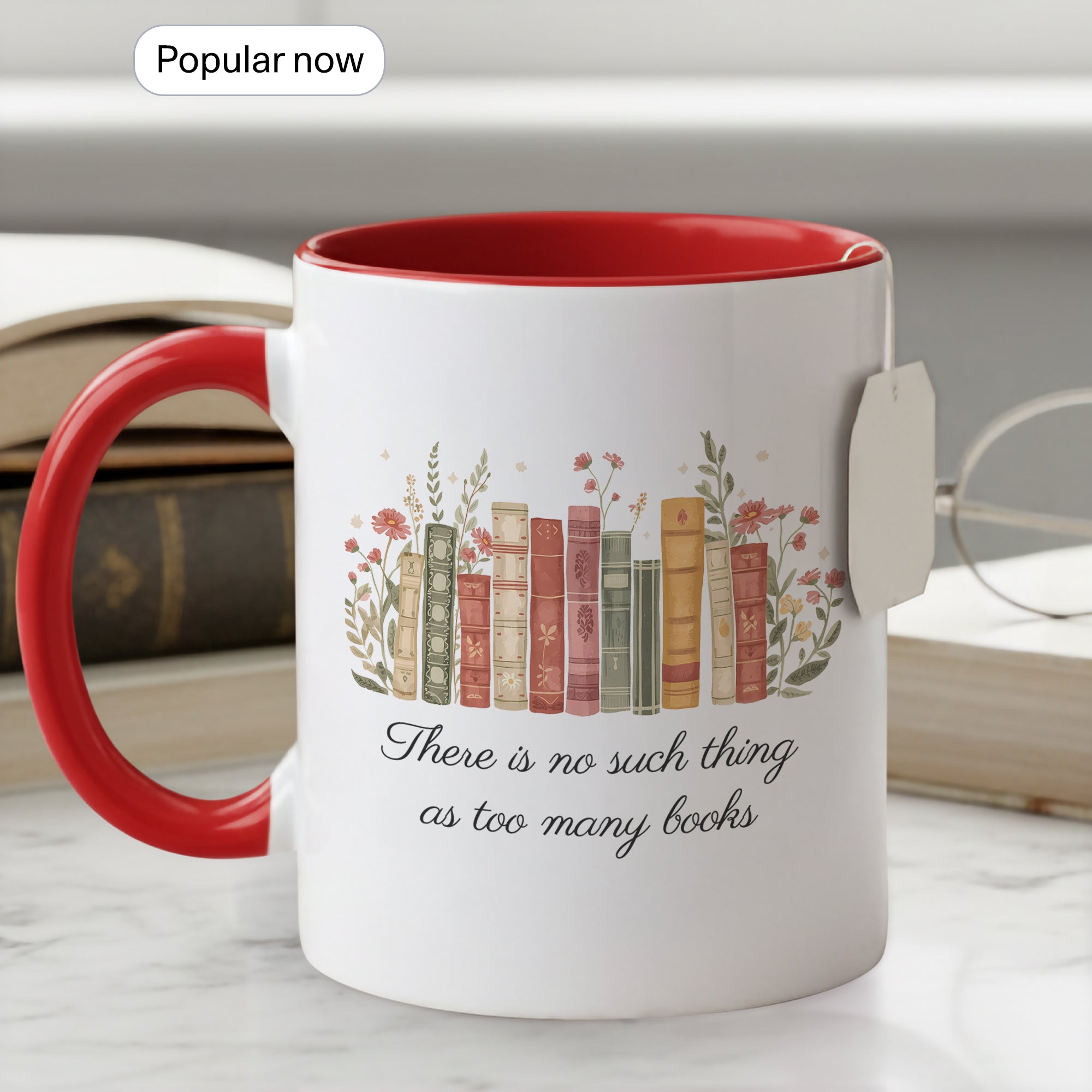 There Is No Such Thing As Too Many Books Mug – Book Lover Coffee Cup – Reader Gift – Vintage Books Ringer Mug 11oz 15oz |Mug 107