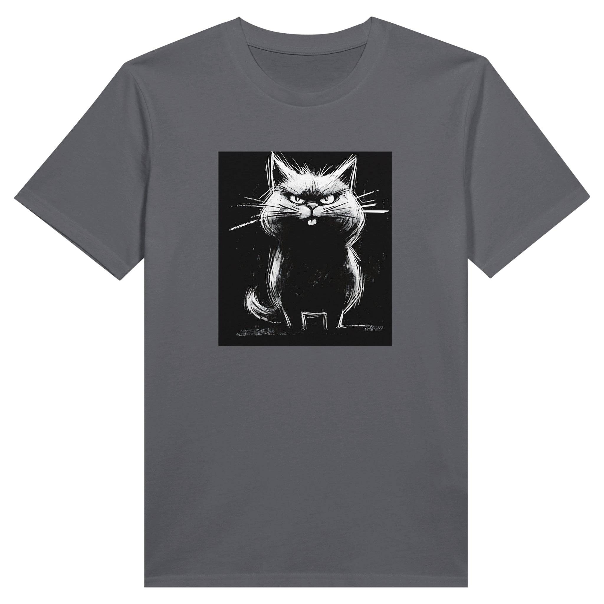 100% Organic Unisex T-shirt/Fat-Cat-Hand-Drawn