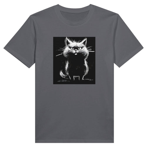 100% Organic Unisex T-shirt/Fat-Cat-Hand-Drawn