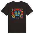 100% Organic Unisex T-shirt/Abstract-Colorful-Cat-Face
