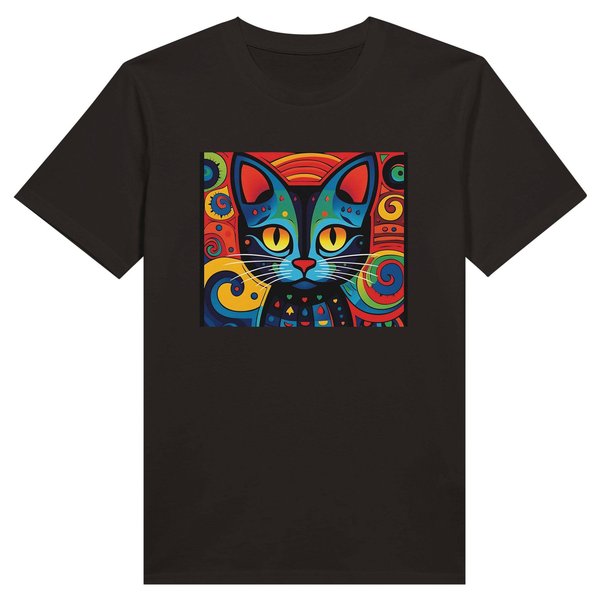 100% Organic Unisex T-shirt/Abstract-Colorful-Cat-Face