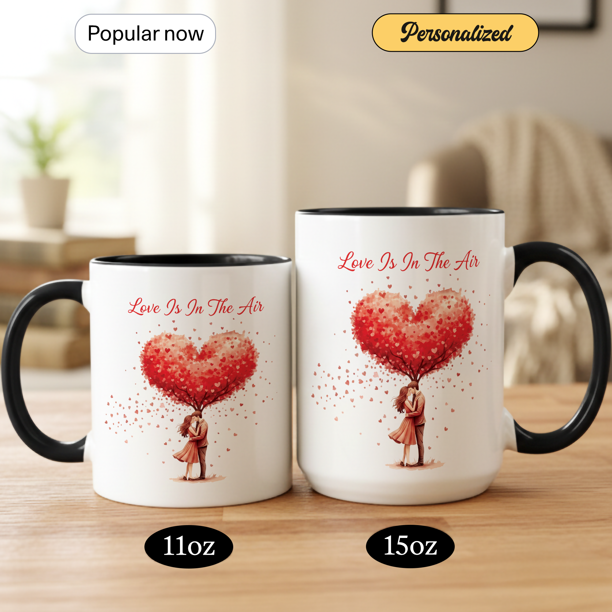 Love Is In The Air Mug – Romantic Heart Tree Coffee Cup – Couple Gift – Anniversary Mug – 11oz 15oz Ceramic Mug |Mug 136