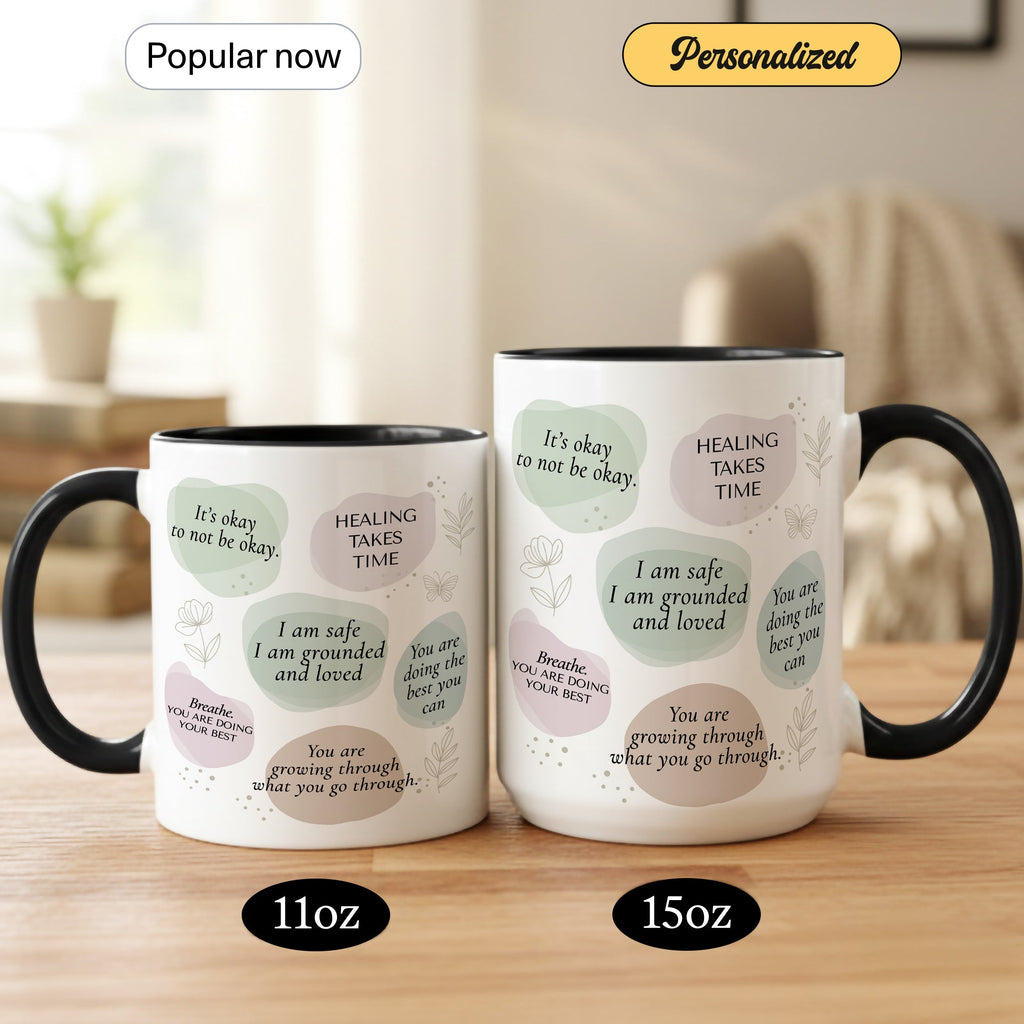 Healing Takes Time Mug – Self Love Affirmation Coffee Cup – Mental Health Encouragement Gift – Inspirational Ringer Mug 11oz 15oz |Mug 106