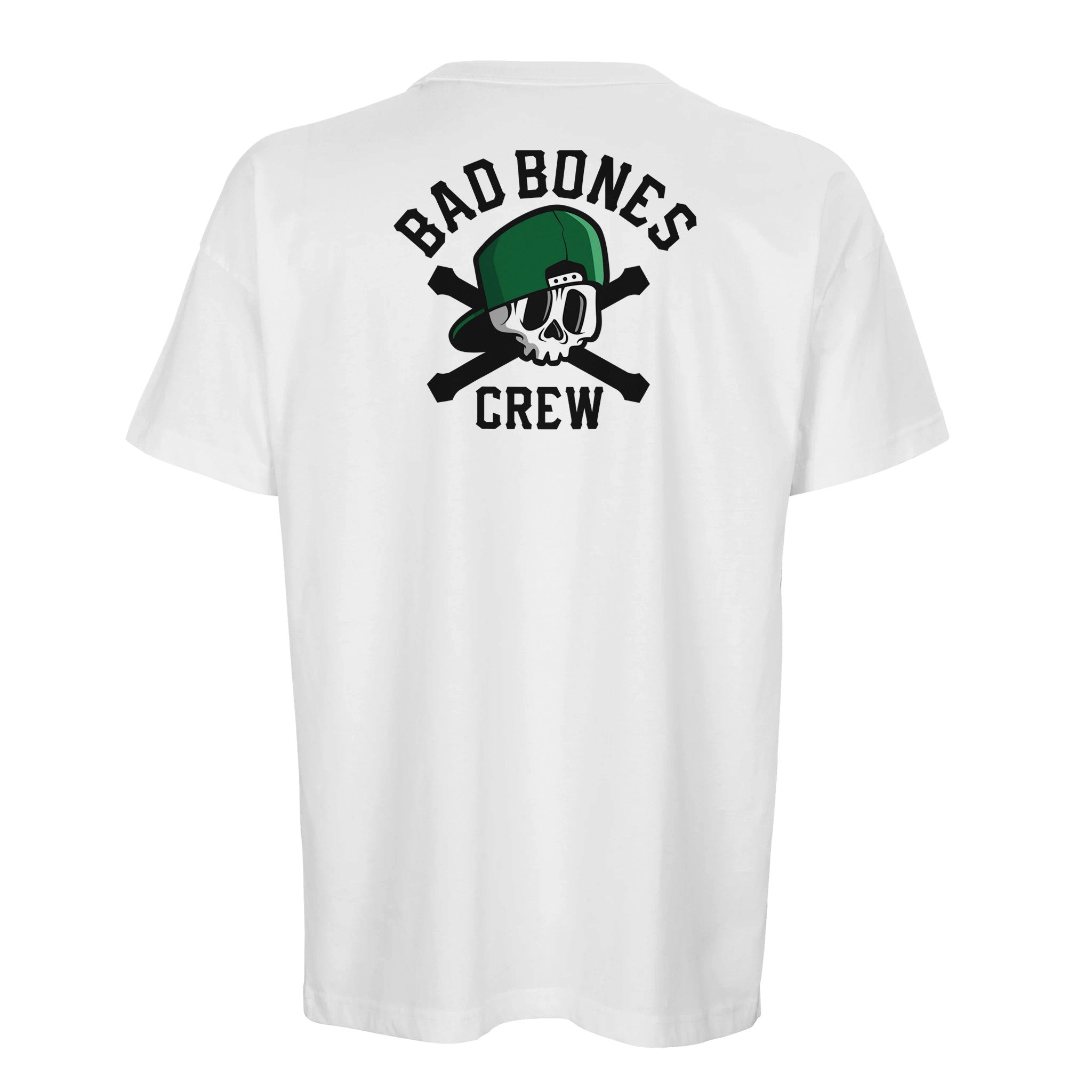 Organic Oversized T-shirt/Bad Bones Crew Skull & Cap  – Edgy Street Style