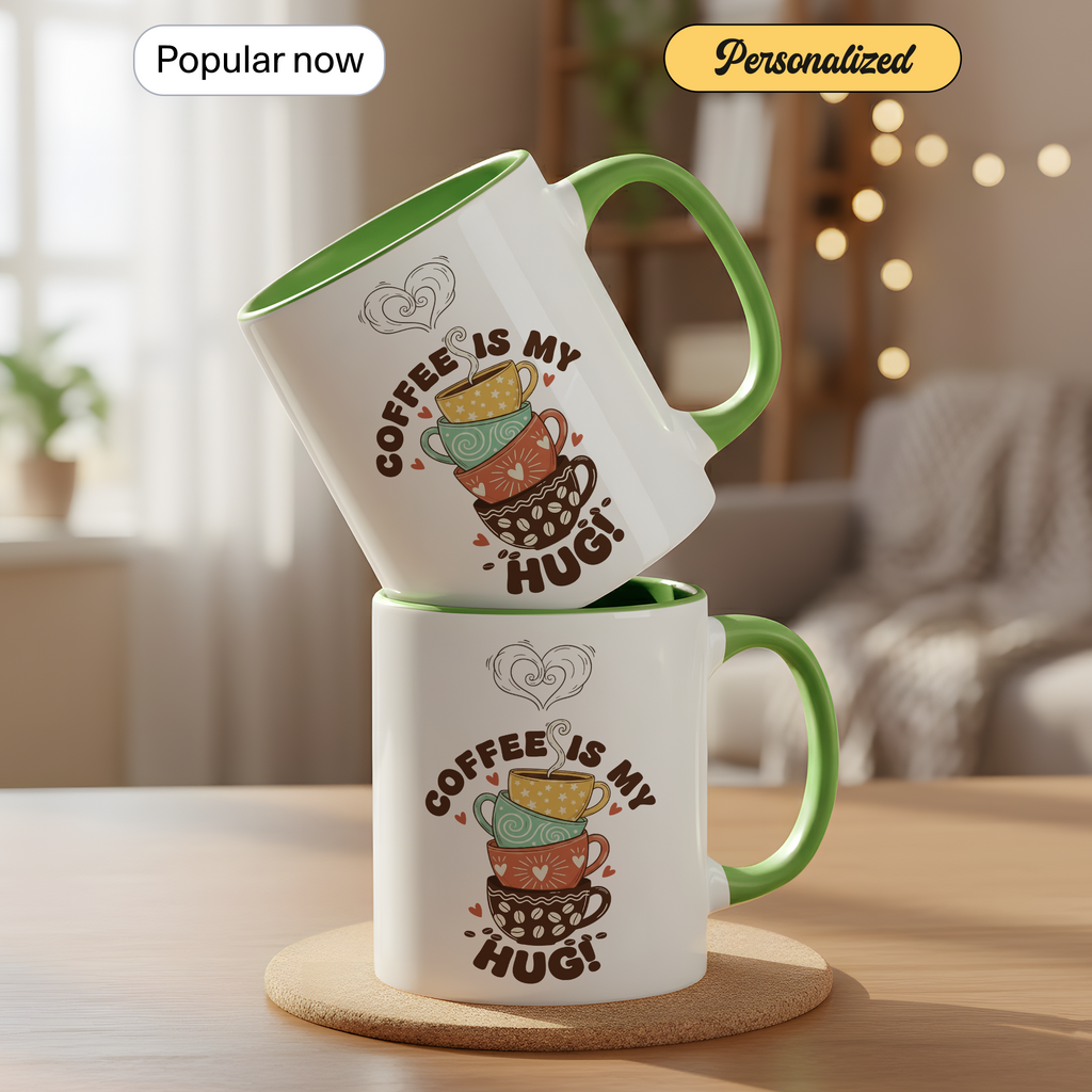 Coffee Is My Hug Mug – Cute Coffee Lover Gift – Cozy Aesthetic Coffee Cup – 11oz 15oz Ringer Mug |Mug 122