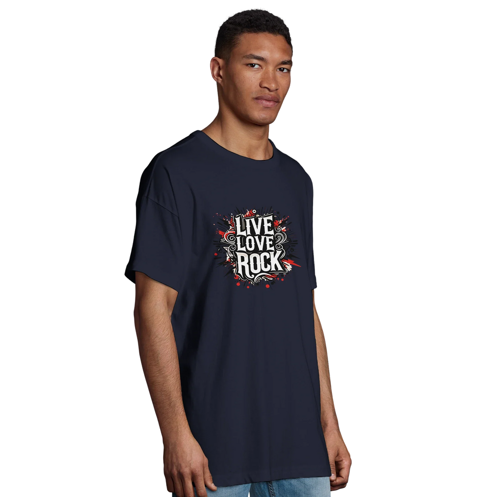 Organic Oversized T-shirt/Live-Love-Rock