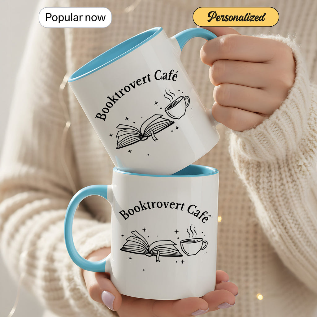 Booktrovert Cafe Mug – Book Lover Coffee Cup – Introvert Reader Gift – Multi Color Ringer Mug 11oz 15oz |mug 102