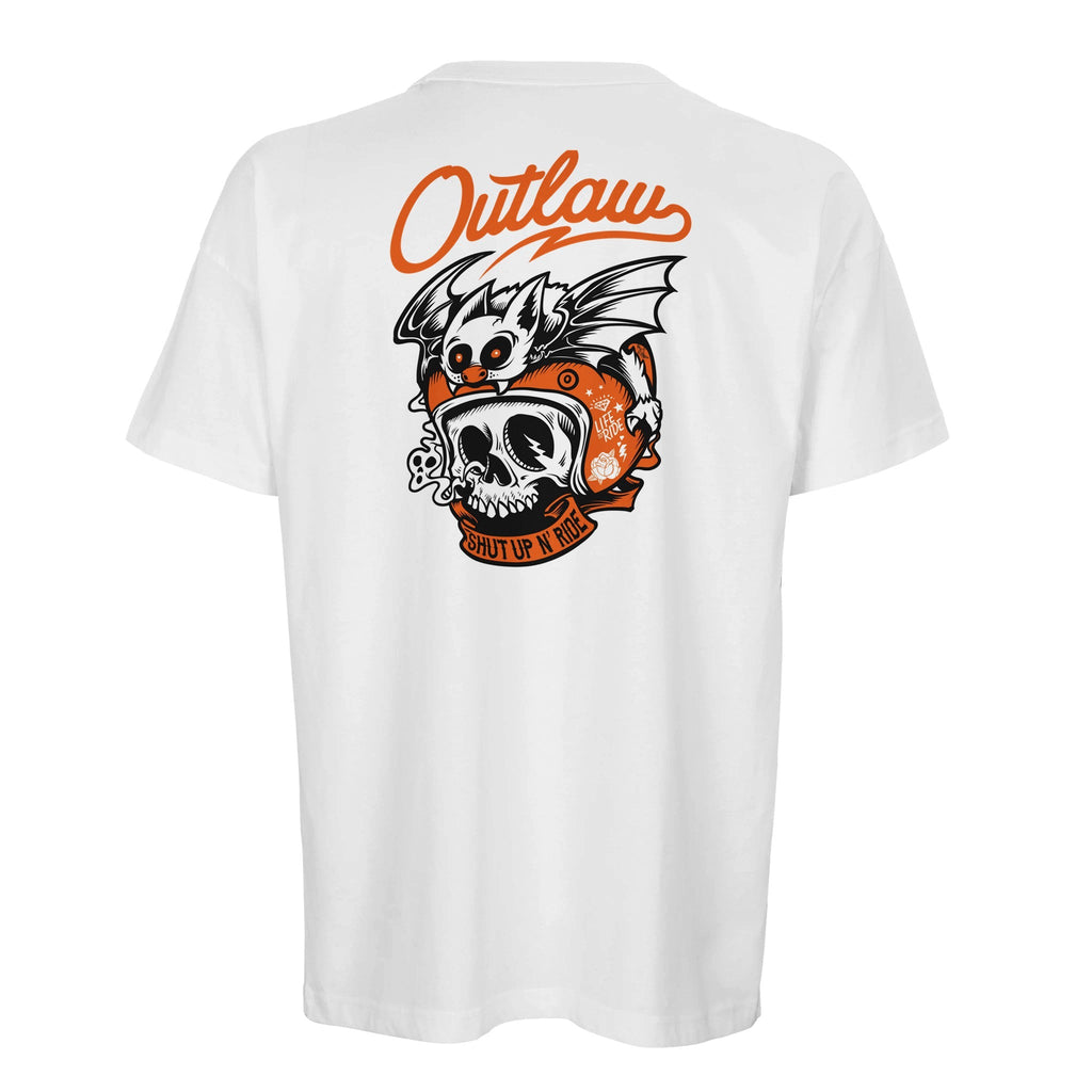 Organic Oversized T-shirt/Outlaw Skull & Bat Rider  – Bold Street Style