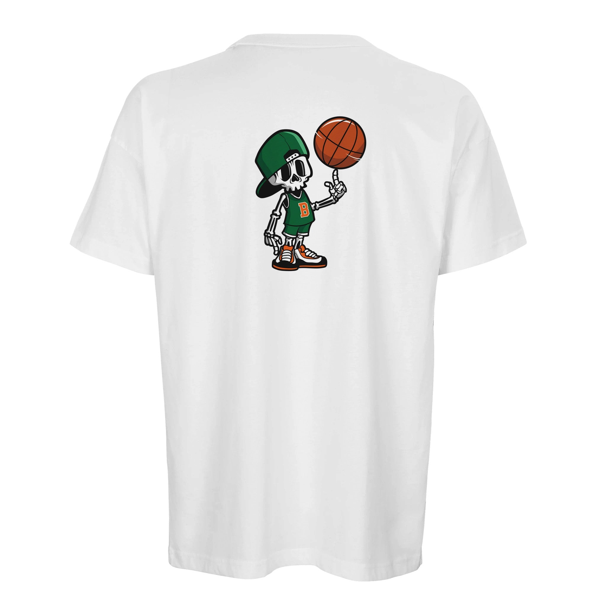 Organic Oversized T-shirt/Basketball Skeleton  - Eco-Friendly Style