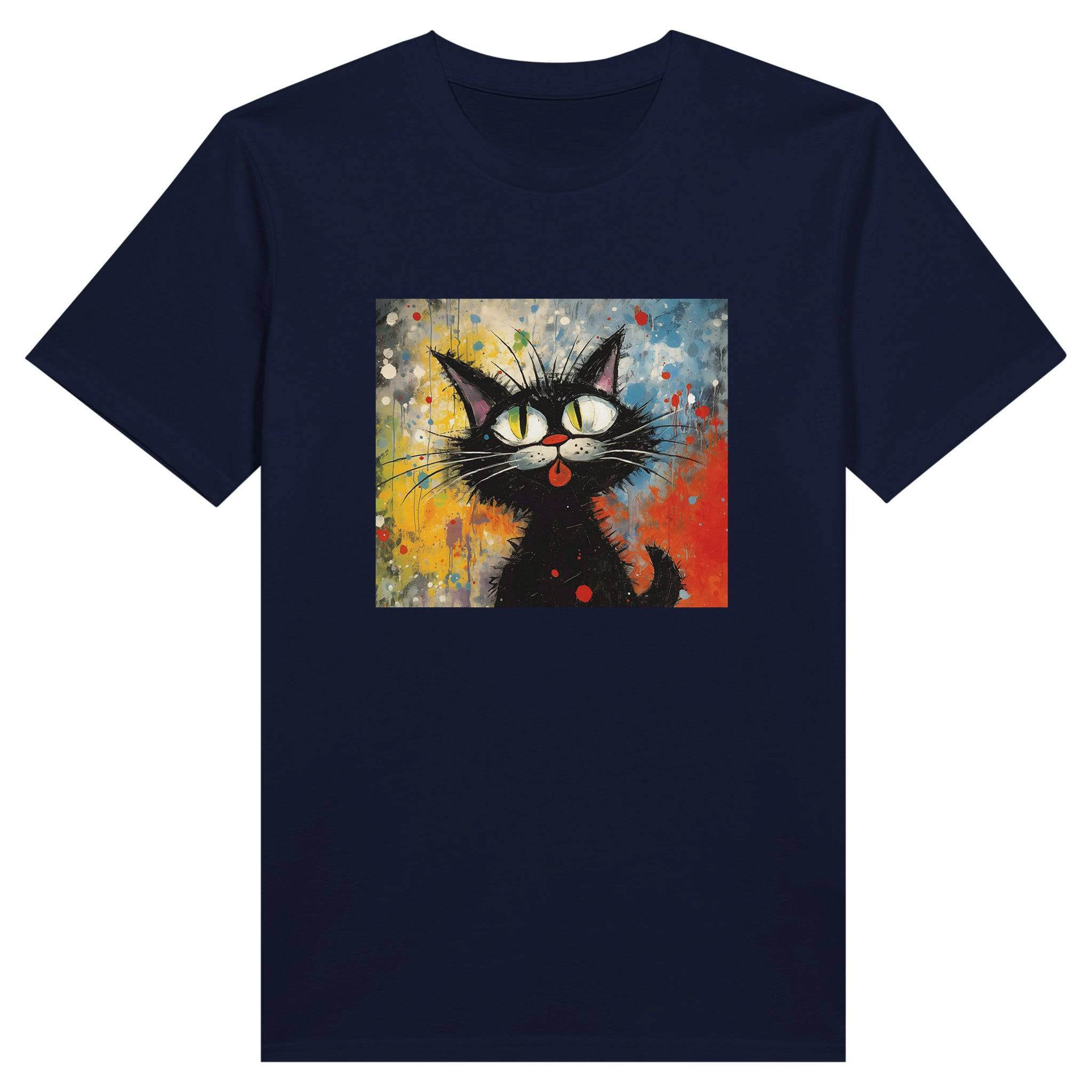 100% Organic Unisex T-shirt/Black-Cat-Abstract