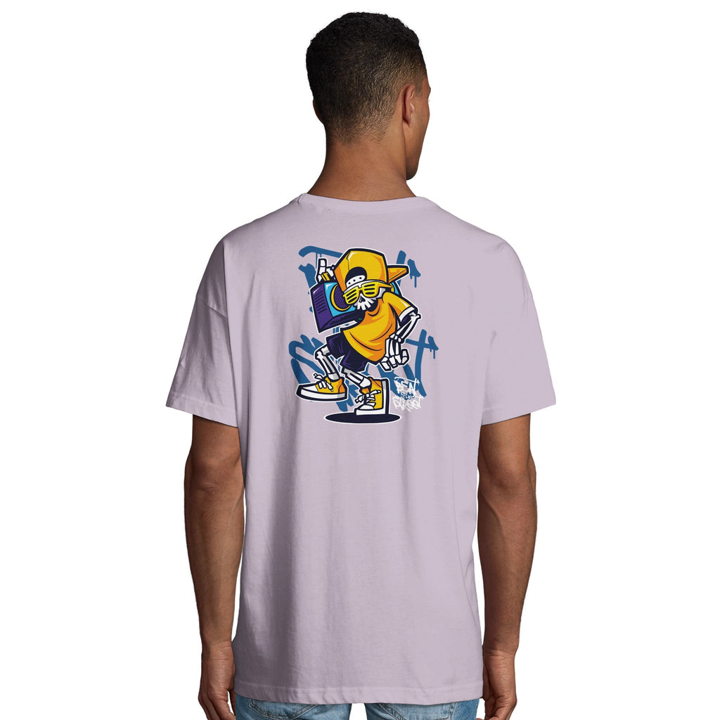 Organic Oversized T-shirt/Urban Vibe : Street-Style Skeleton Graphic