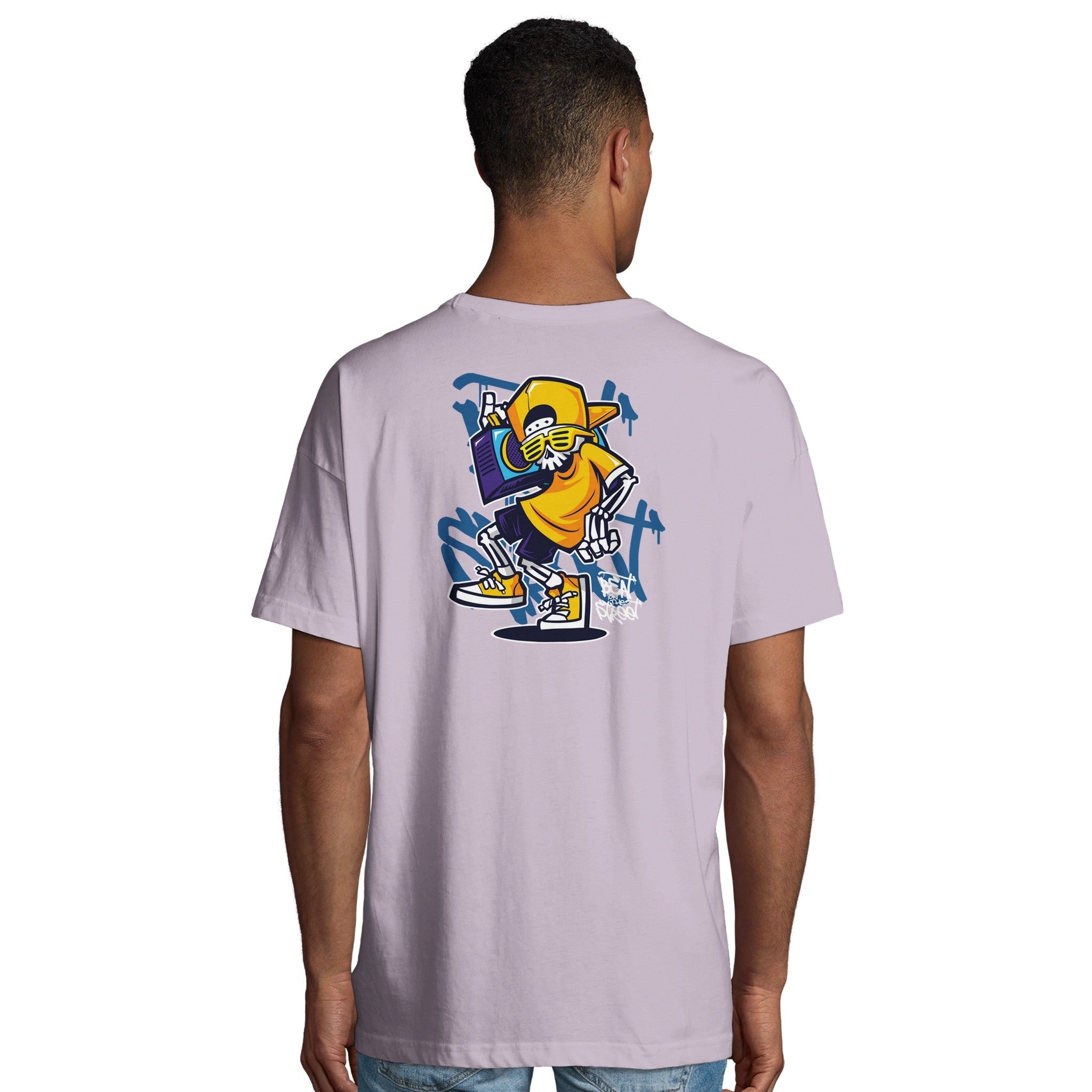 Organic Oversized T-shirt/Urban Vibe : Street-Style Skeleton Graphic