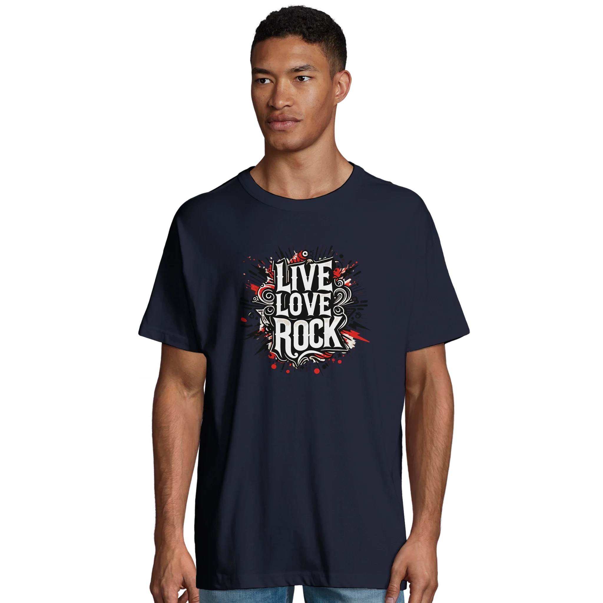 Organic Oversized T-shirt/Live-Love-Rock