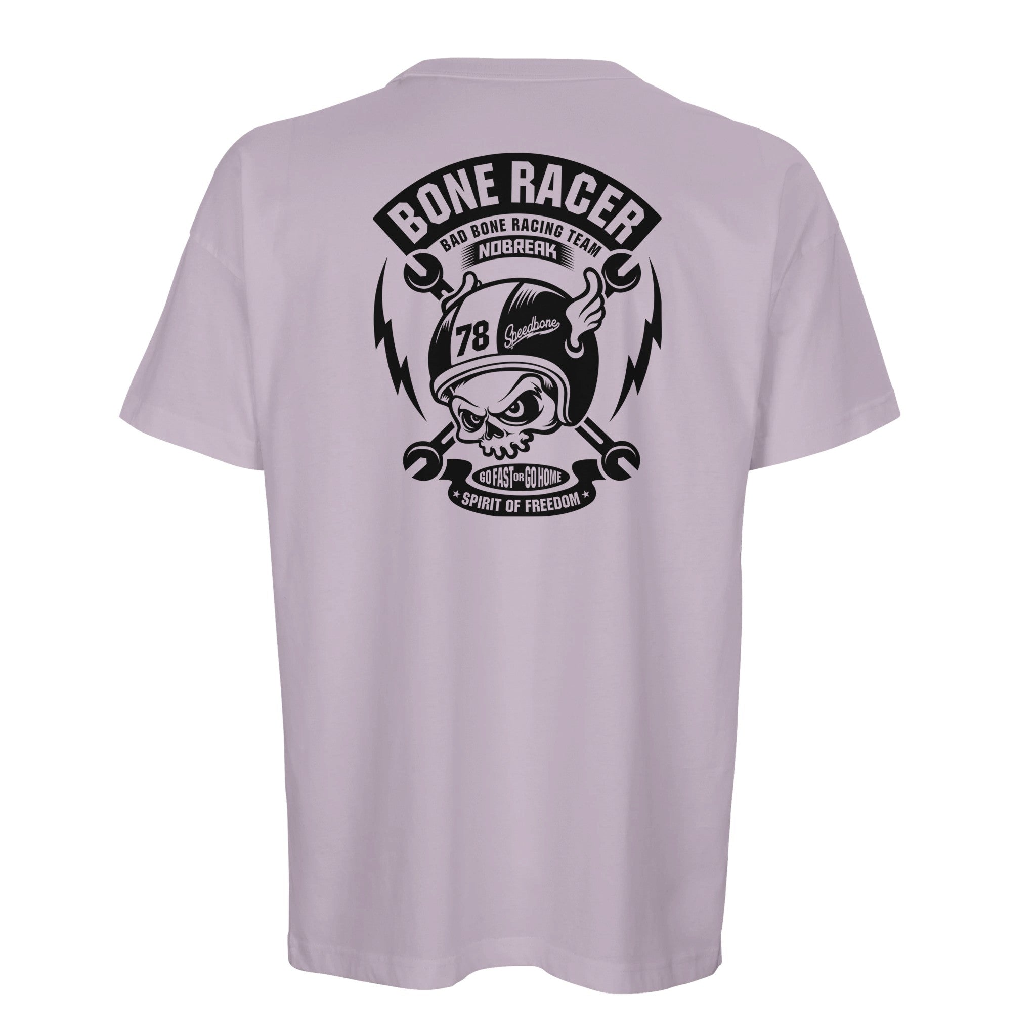 Organic Oversized T-shirt /Bone Racer Skull & Helmet Graphic - Unleash Your Rebel Spirit